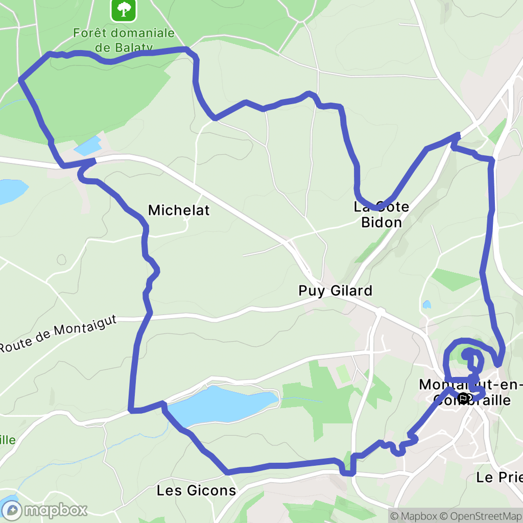 Montaigut : carte du parcours de randonnée - France