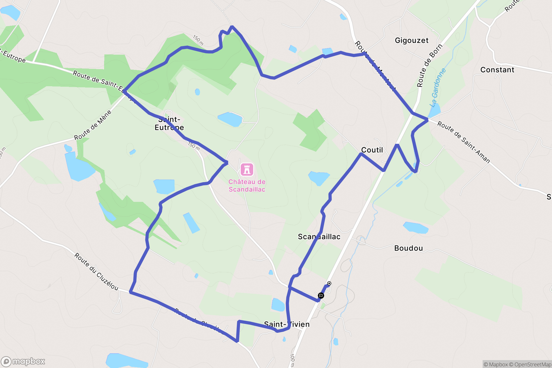 Saint-Vivien : carte du parcours de randonnée - France