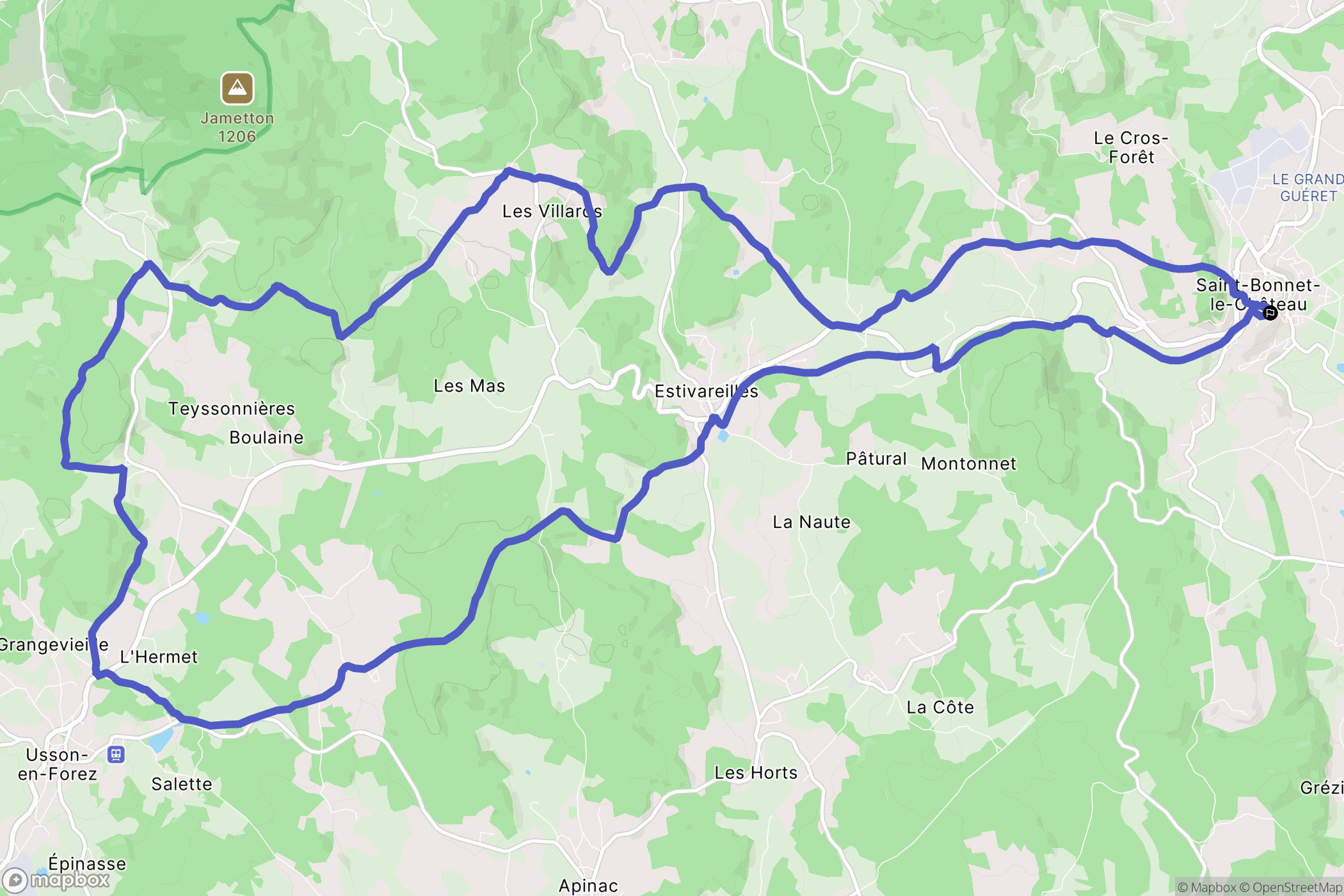 Saint-Bonnet-le-Château : carte du parcours de randonnée - France