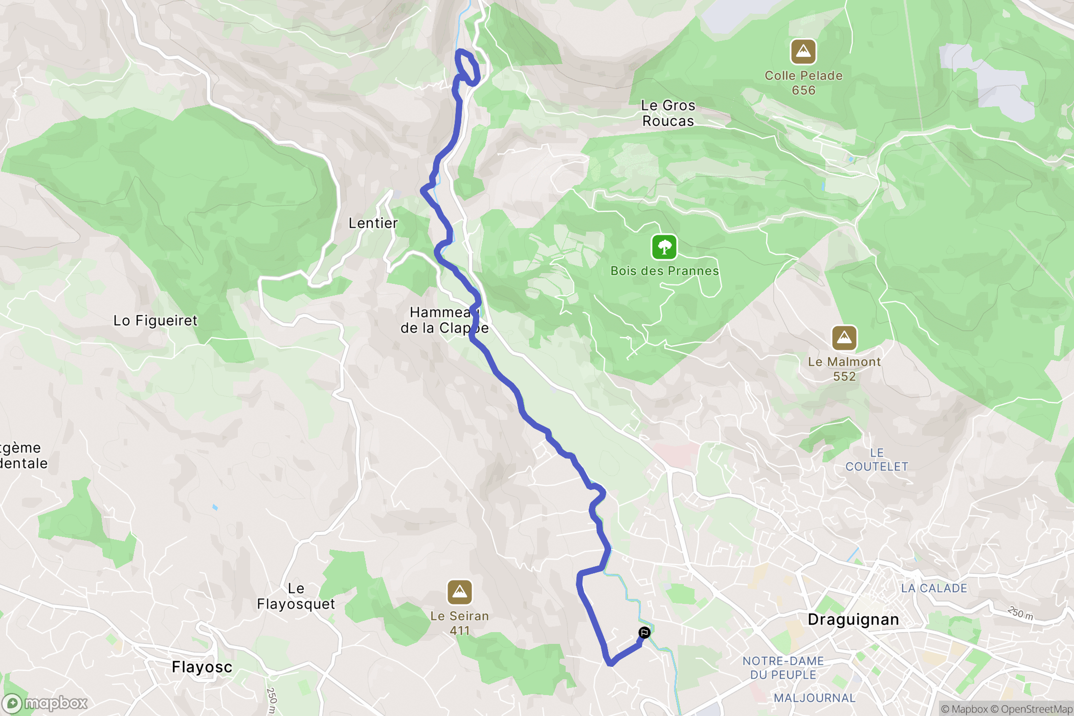 Draguignan : carte du parcours de randonnée - France
