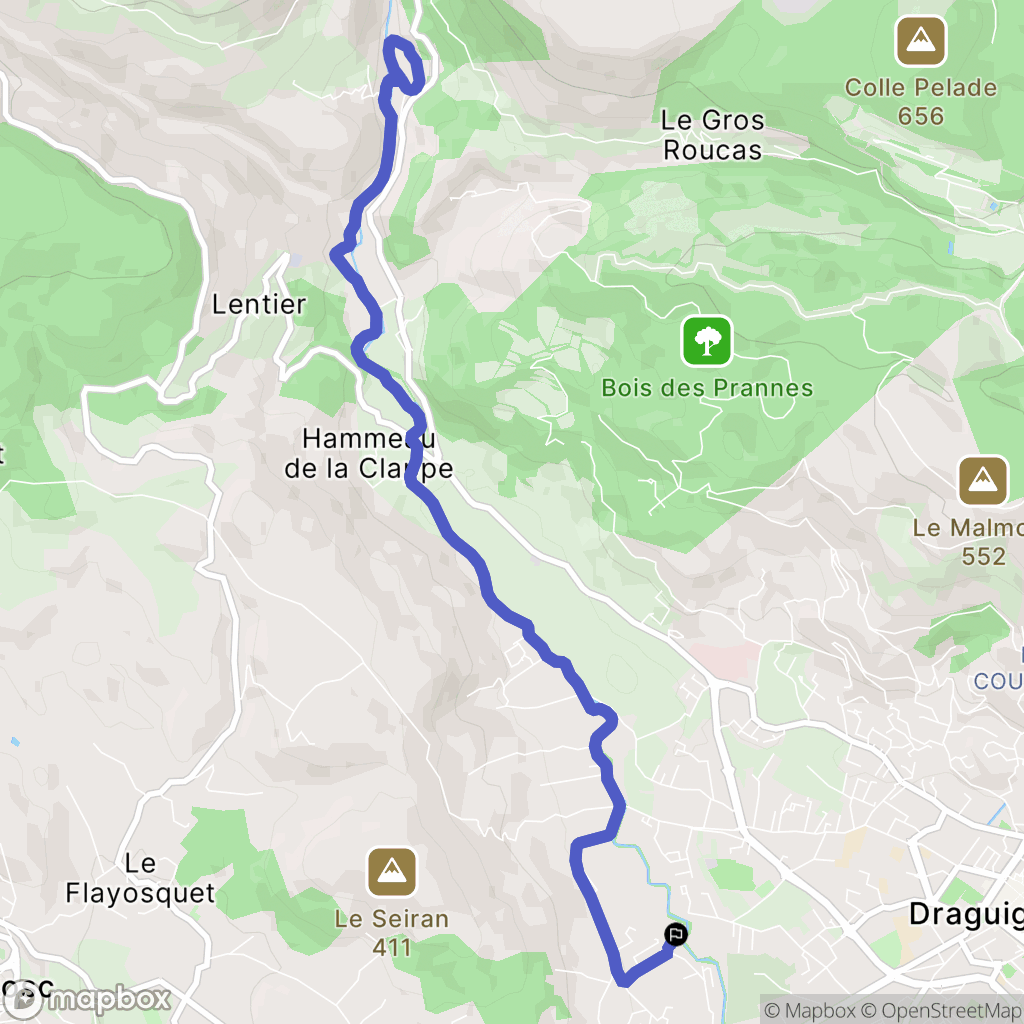 Draguignan : carte du parcours de randonnée - France