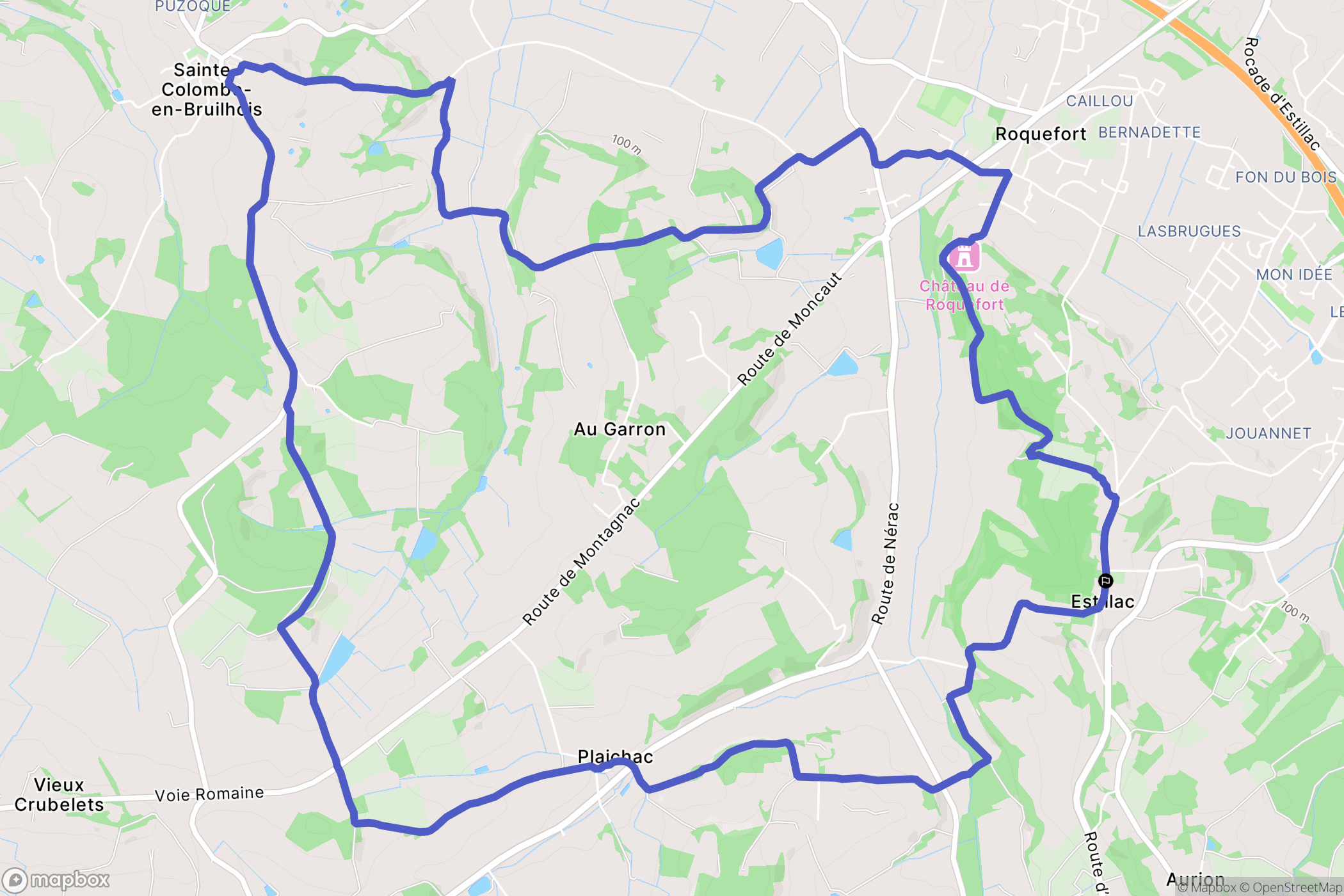 Estillac : carte du parcours de randonnée - France
