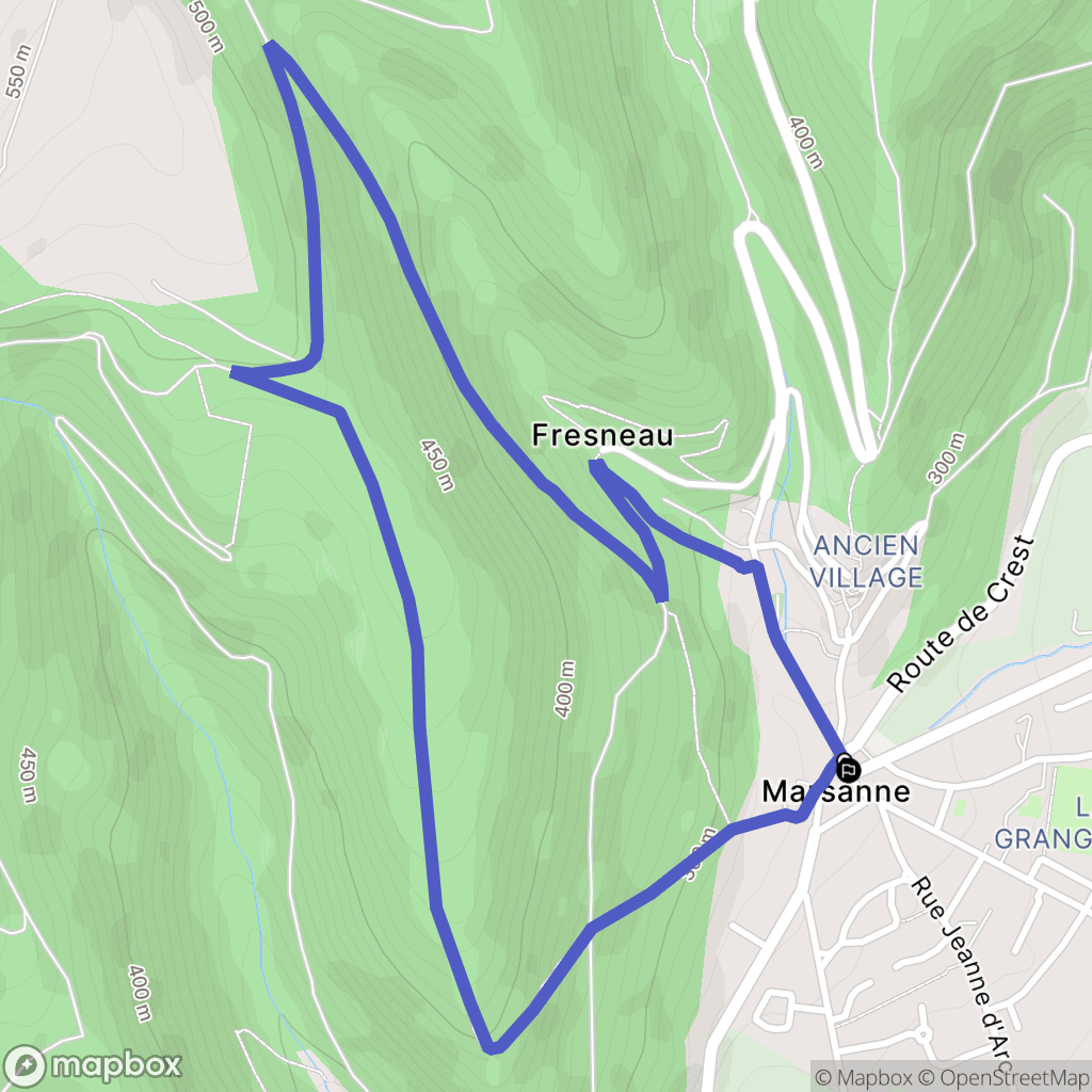 Marsanne : carte du parcours de randonnée - France