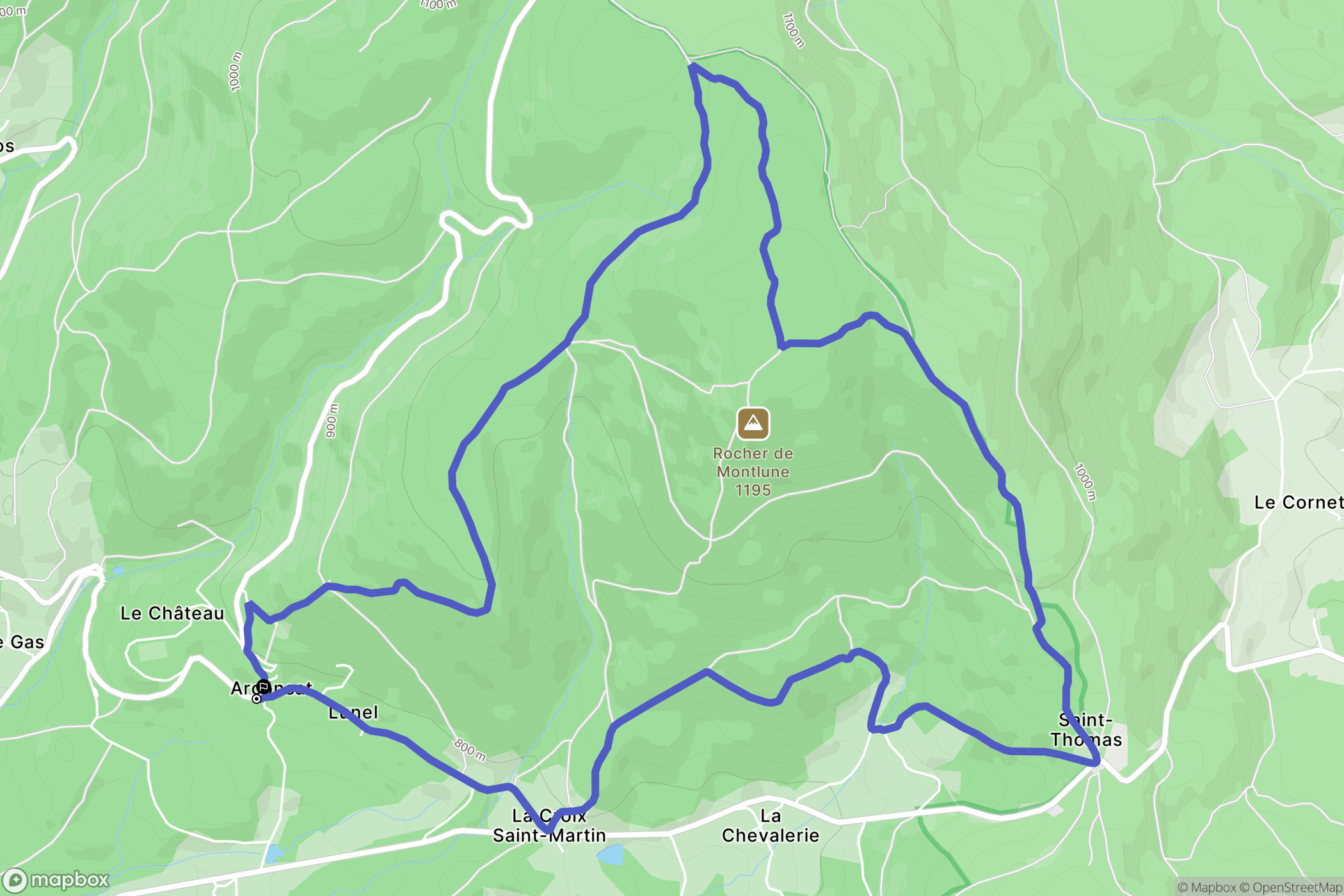 Arconsat : carte du parcours de randonnée - France