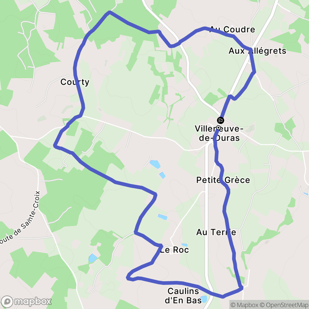Villeneuve-de-Duras : carte du parcours de randonnée - France