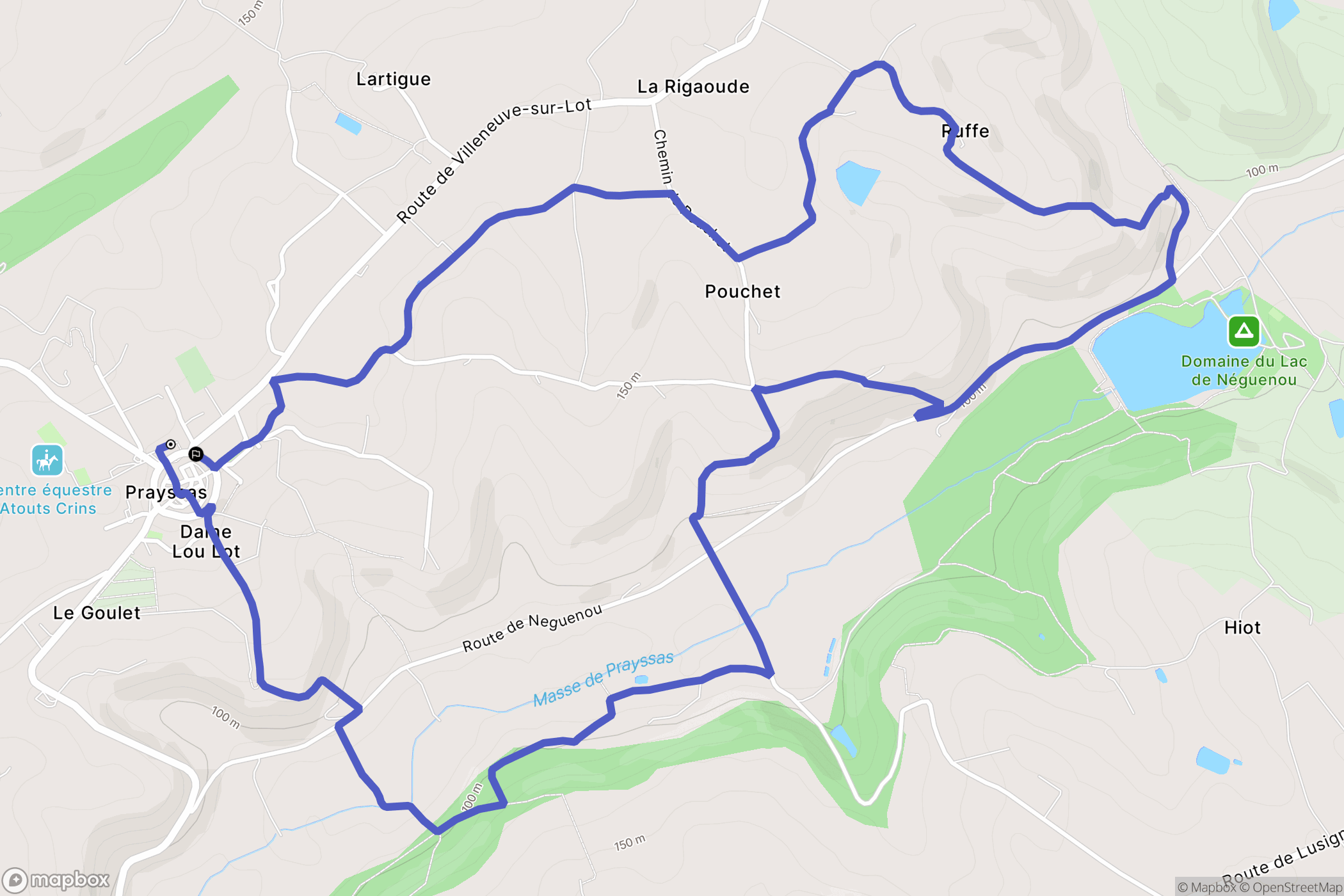 Prayssas : carte du parcours de randonnée - France
