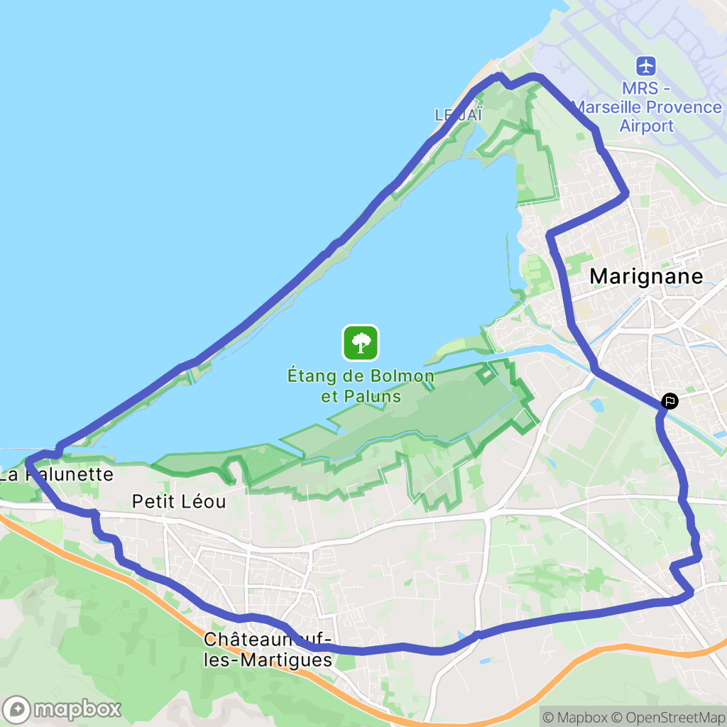 Marignane : carte du parcours de randonnée - France