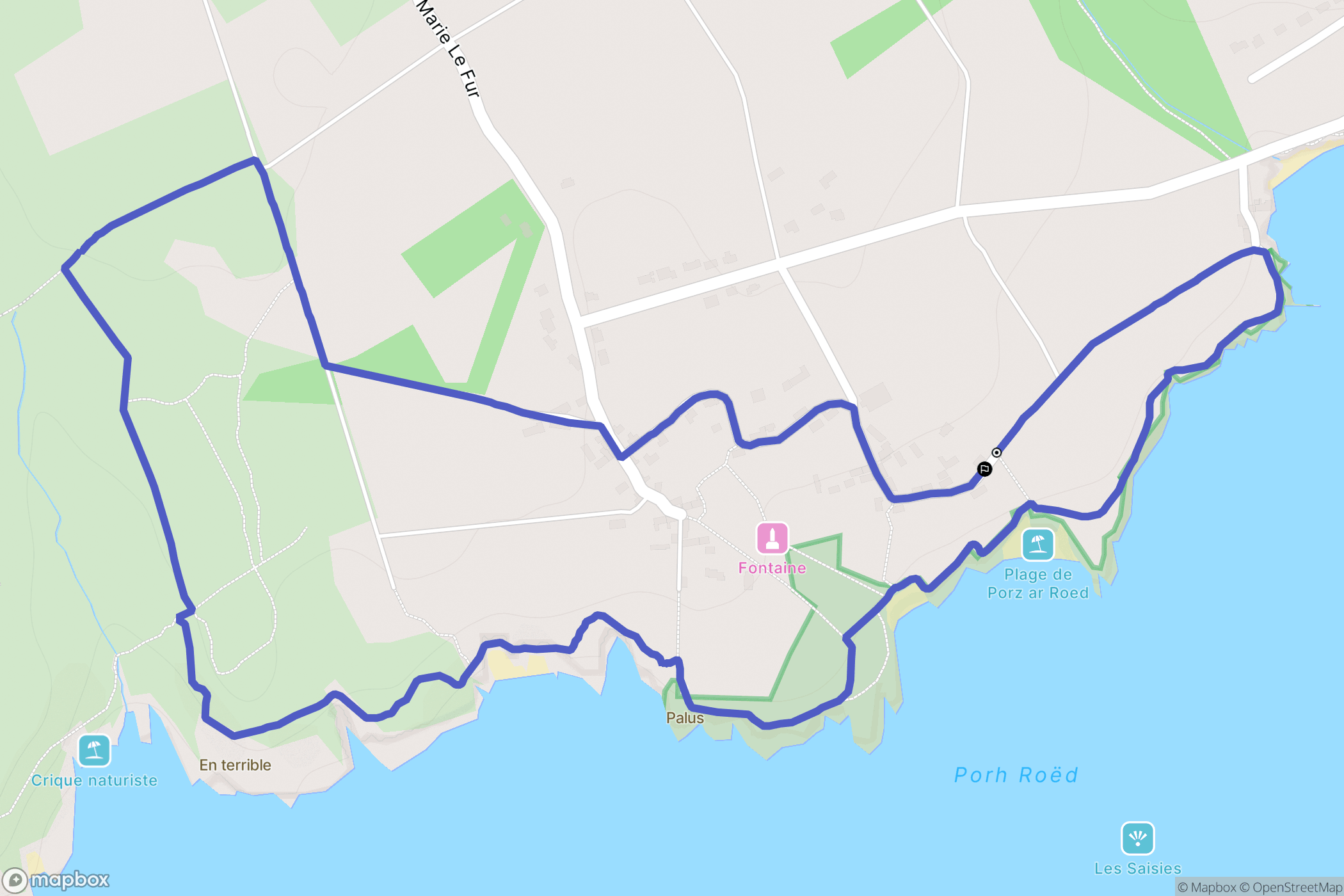 Groix : carte du parcours de randonnée - France