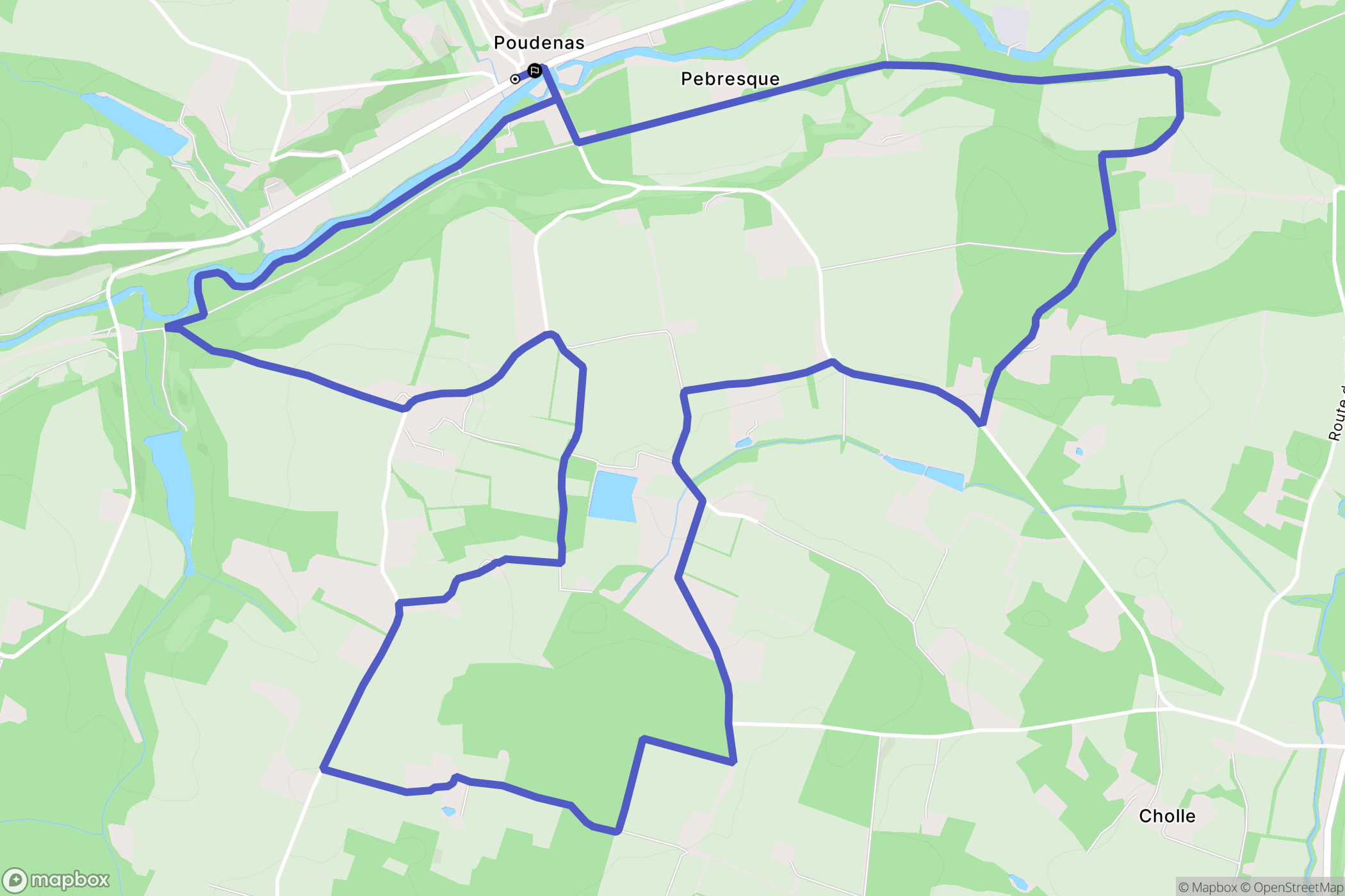 Poudenas : carte du parcours de randonnée - France
