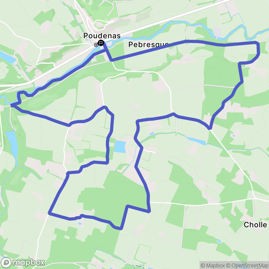 Poudenas : carte du parcours de randonnée - France