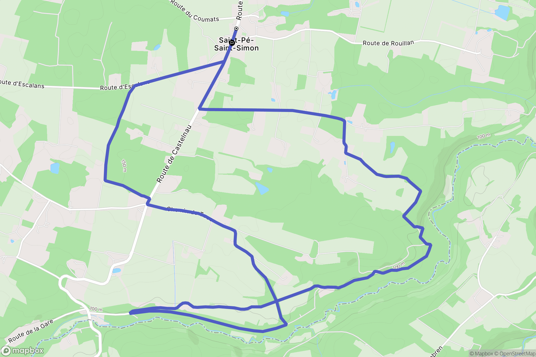 Saint-Pé-Saint-Simon : carte du parcours de randonnée - France