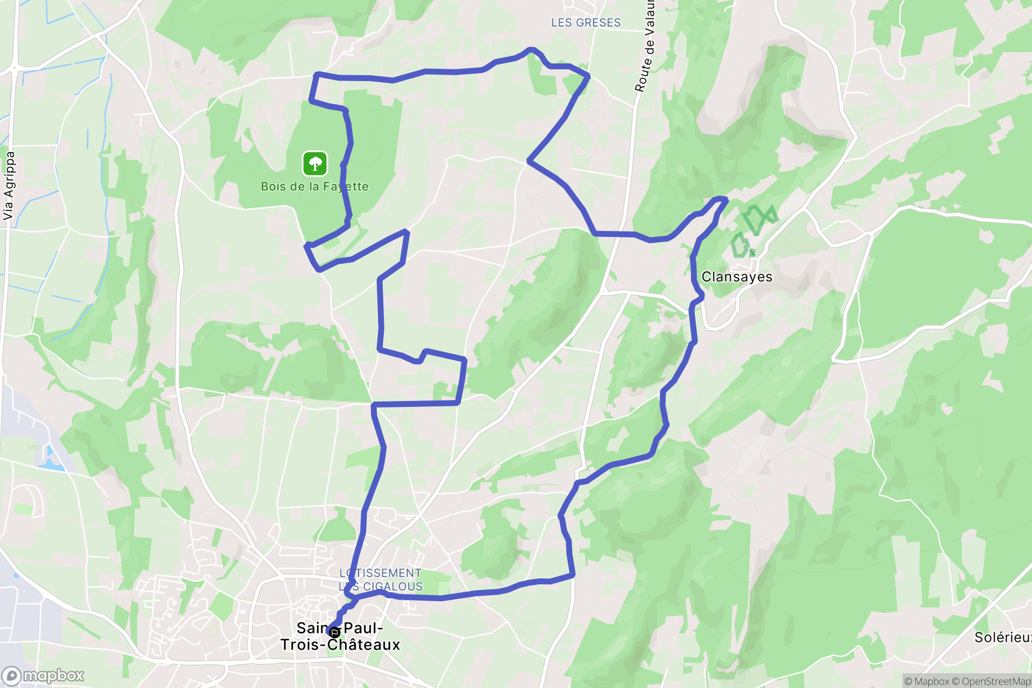 Saint-Paul-Trois-Châteaux : carte du parcours de randonnée - France