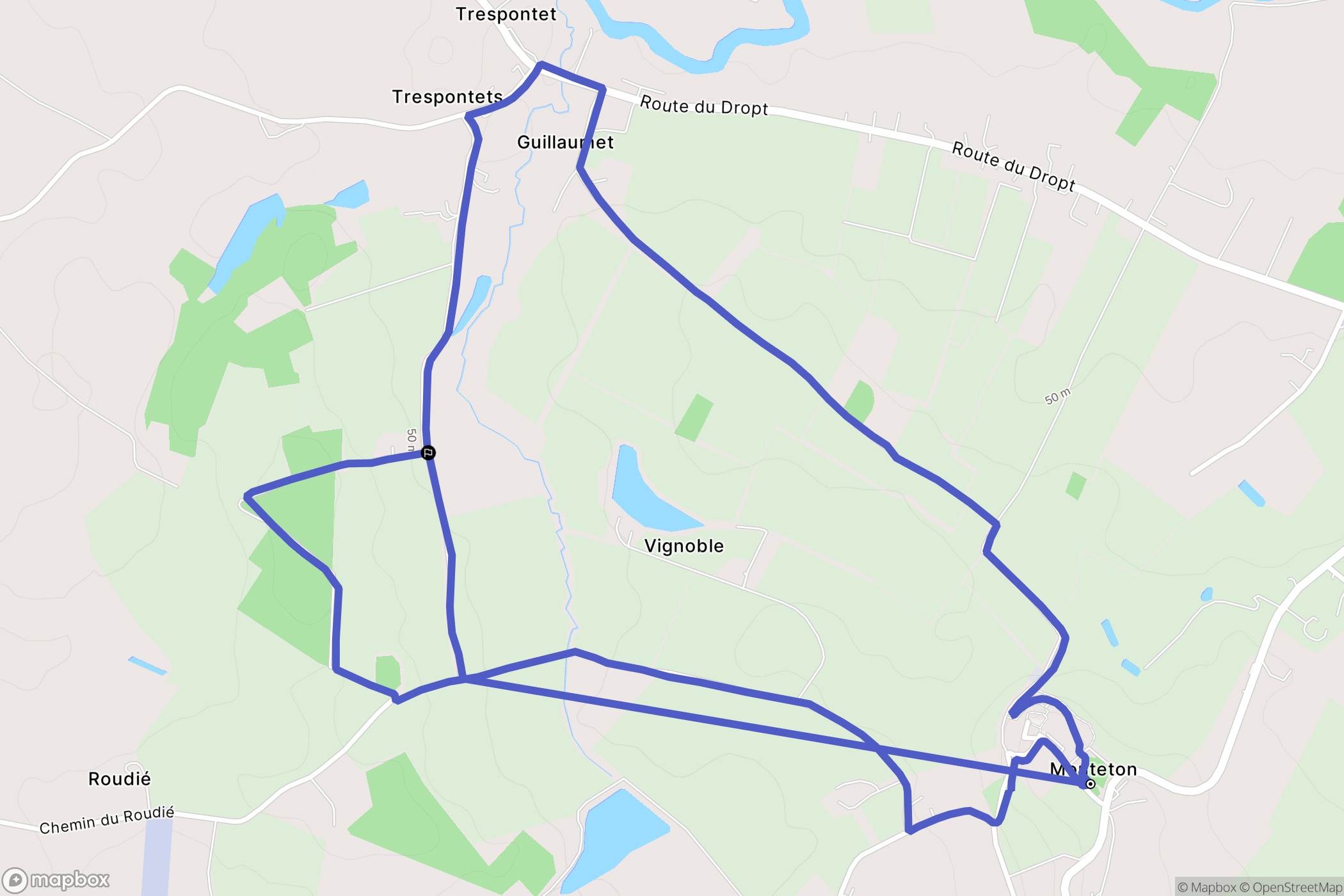 Monteton : carte du parcours de randonnée - France