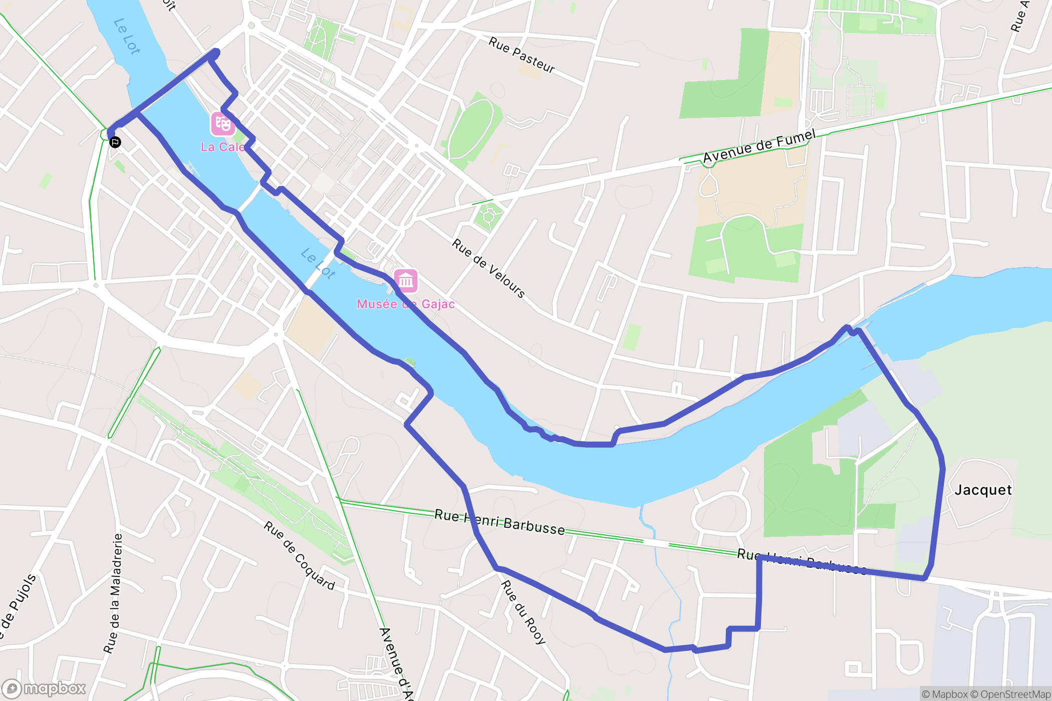 Villeneuve sur lot : carte du parcours de randonnée - France