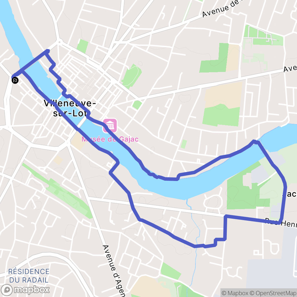 Villeneuve sur lot : carte du parcours de randonnée - France