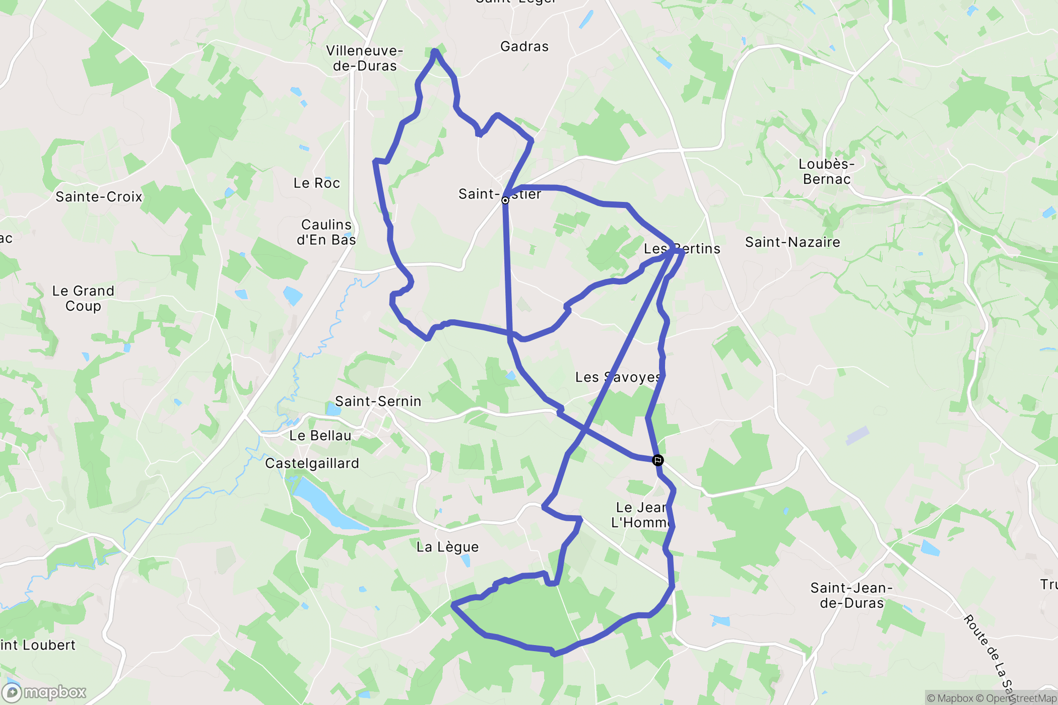 Saint Astier : carte du parcours de randonnée - France