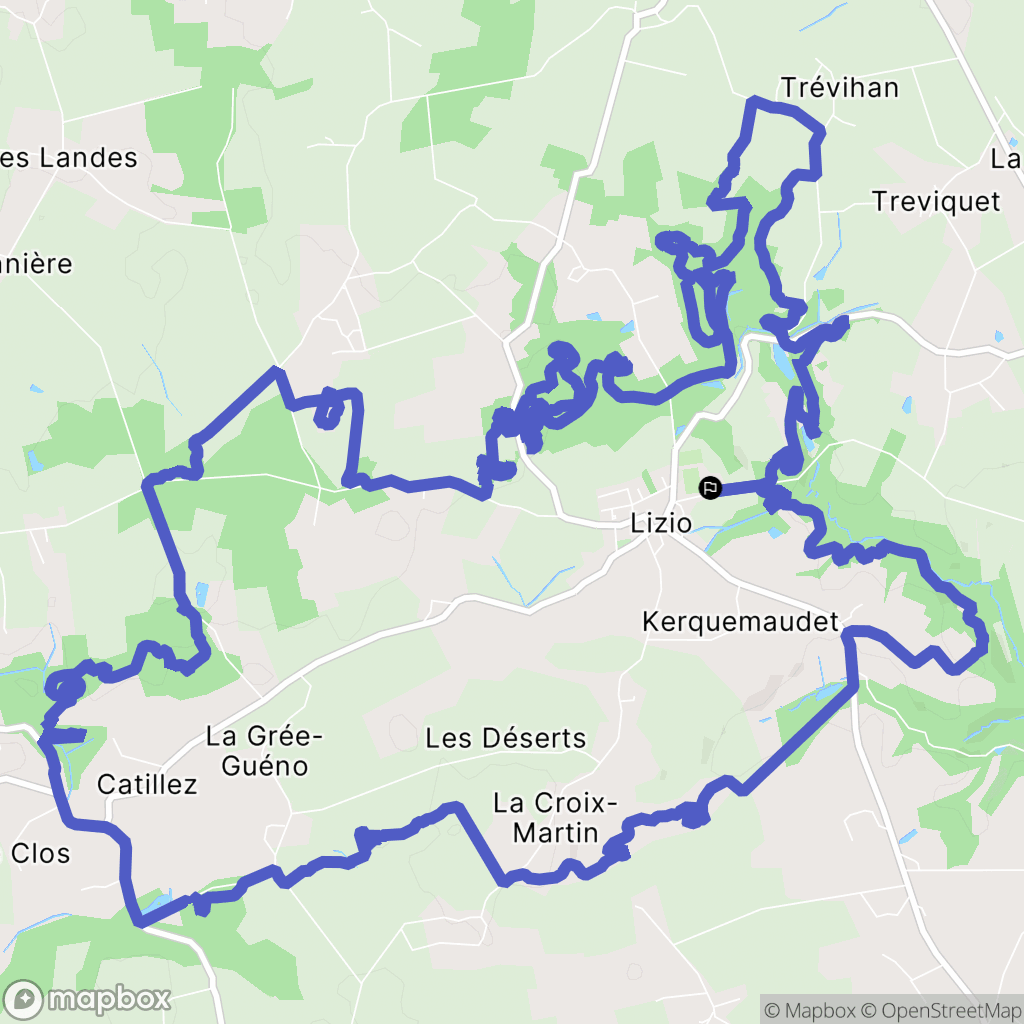 Lizio : carte du parcours de randonnée - France