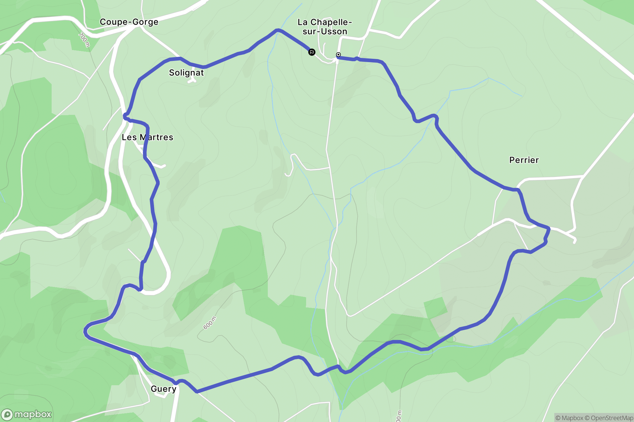 La Chapelle-sur-Usson : carte du parcours de randonnée - France
