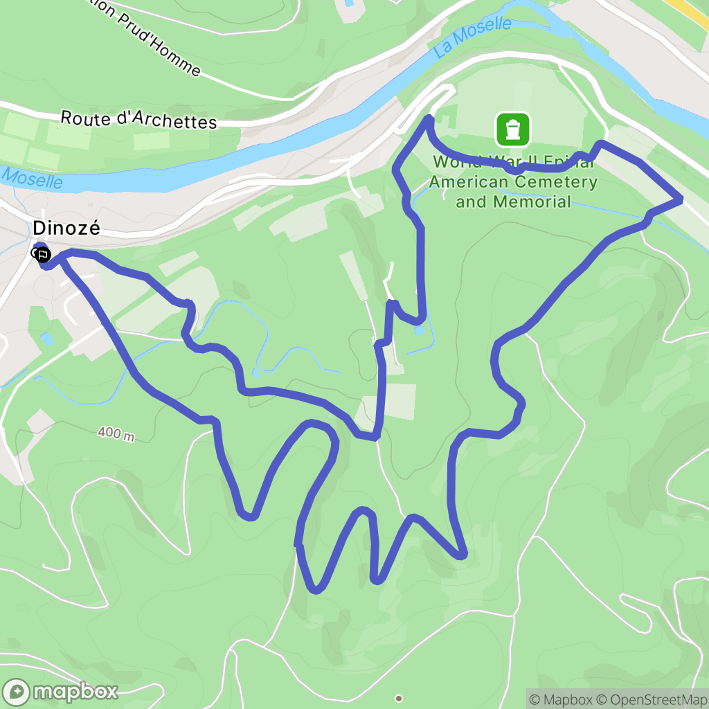 Dinozé : carte du parcours de randonnée - France