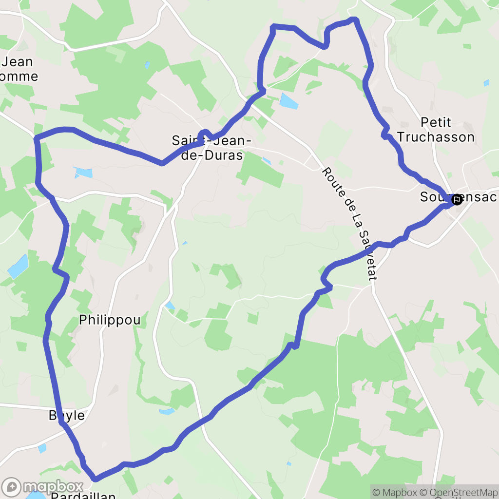 Soumensac : carte du parcours de randonnée - France