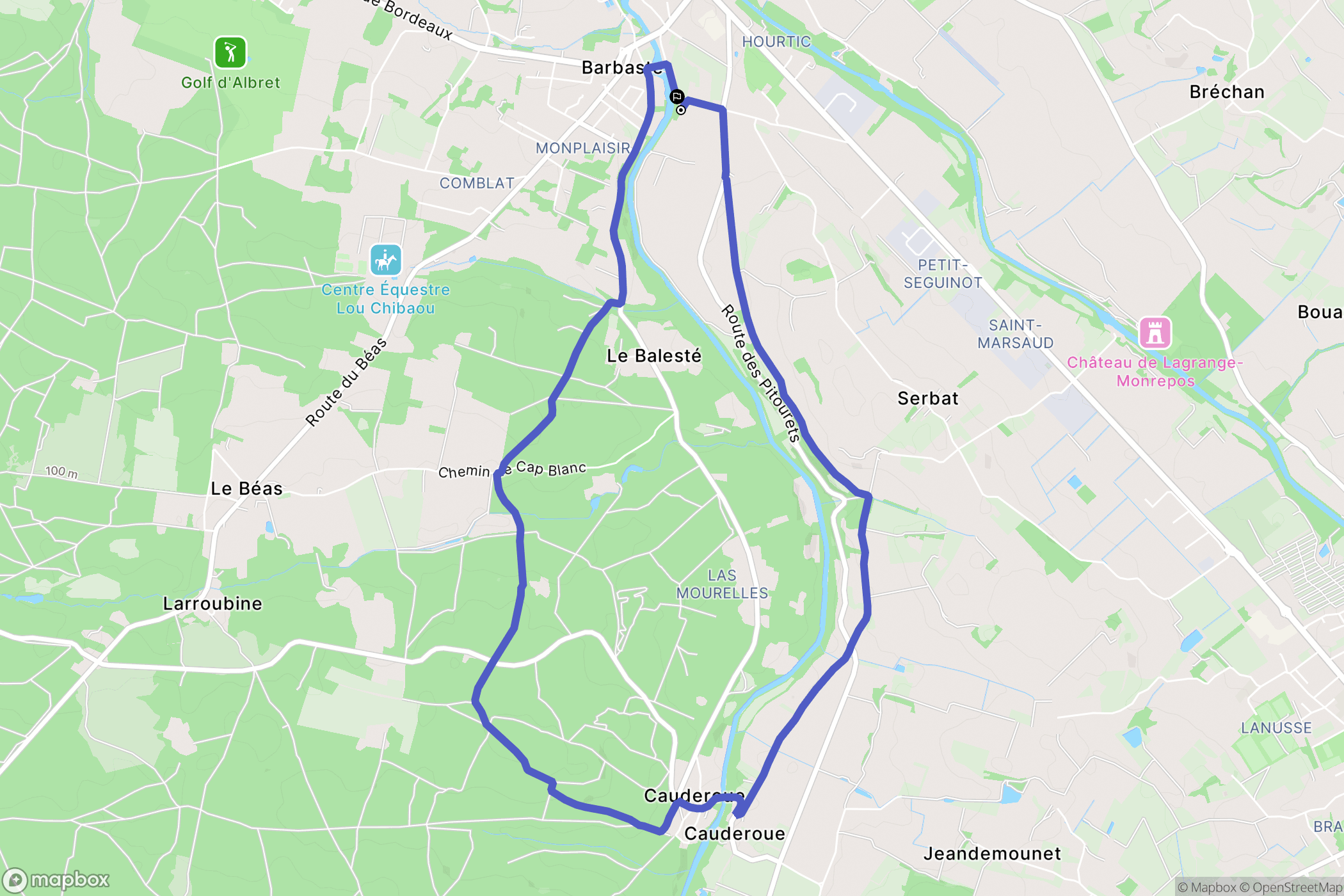 Barbaste : carte du parcours de randonnée - France