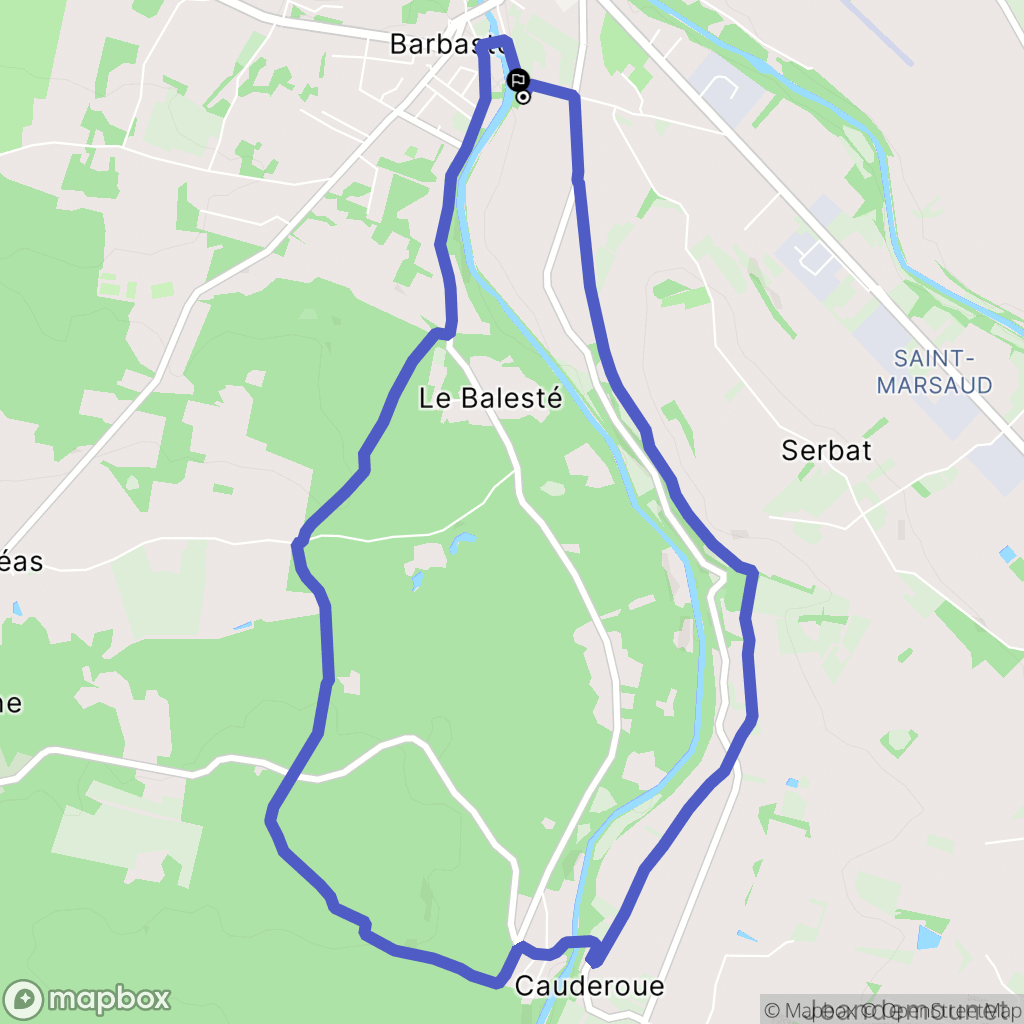 Barbaste : carte du parcours de randonnée - France