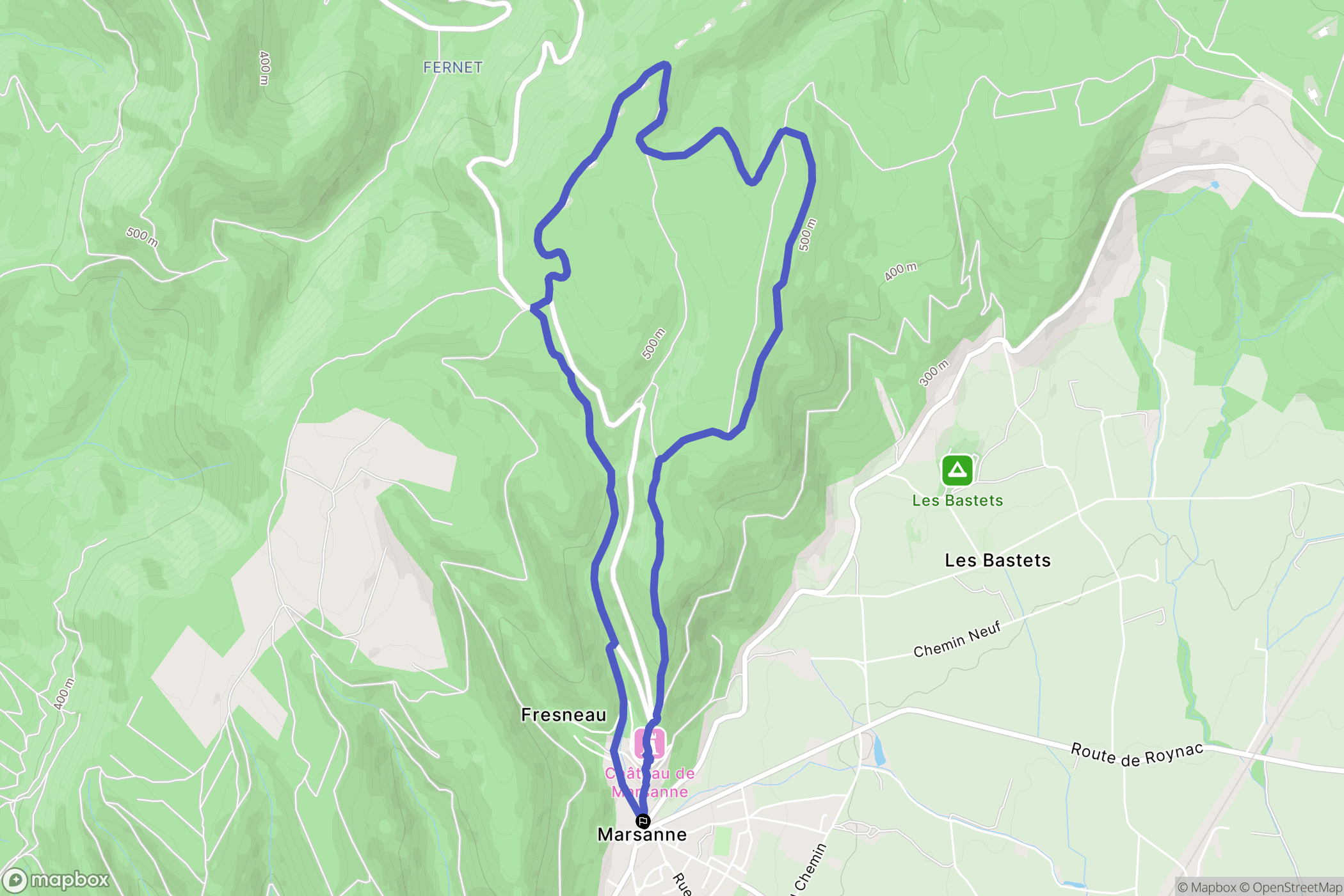 Marsanne : carte du parcours de randonnée - France