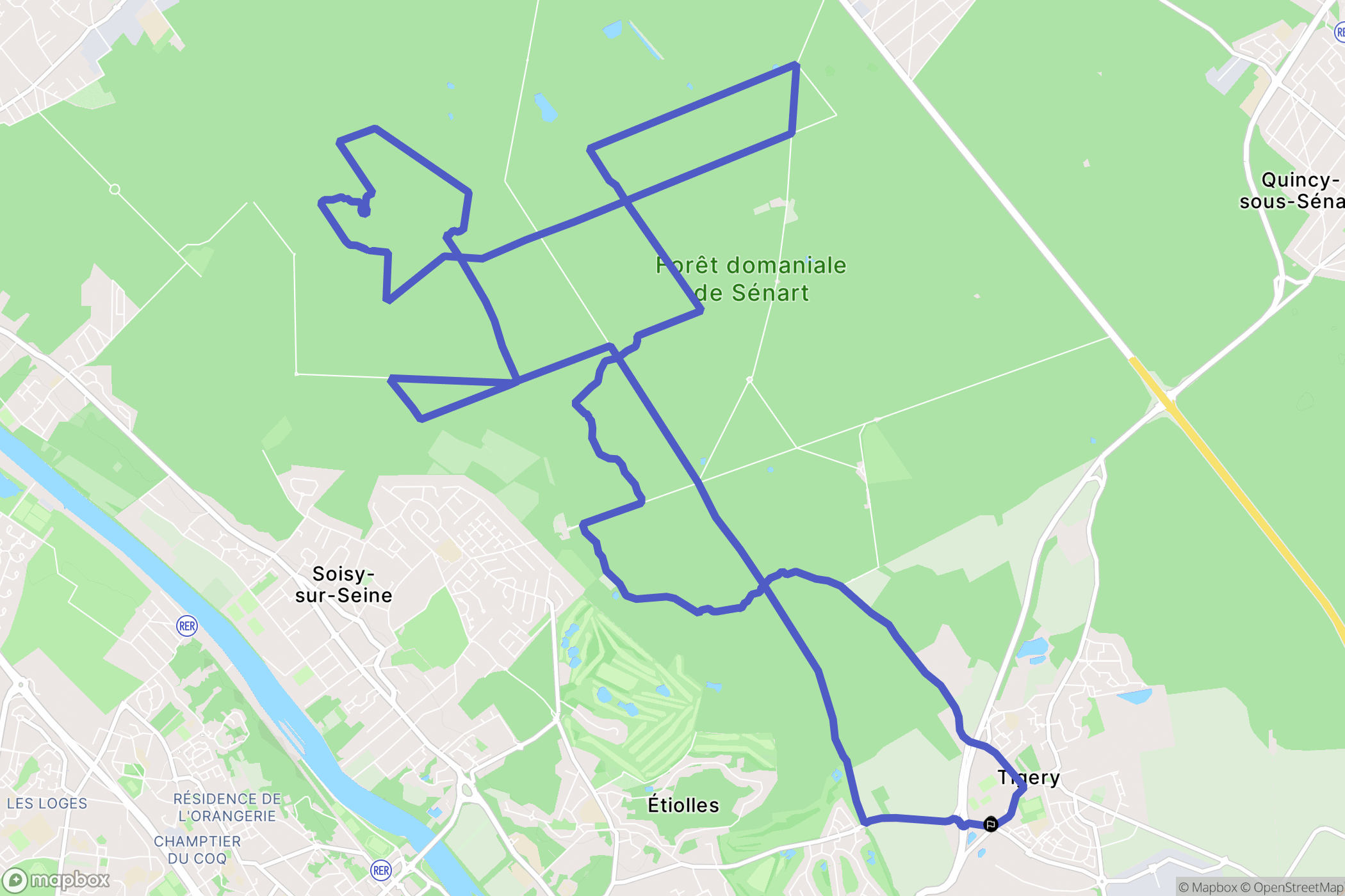 Tigery : carte du parcours de randonnée - France