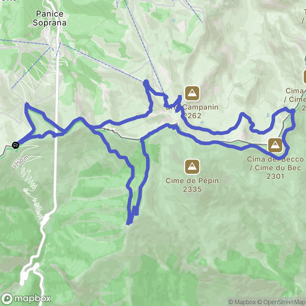 Tende : carte du parcours de randonnée - Italy