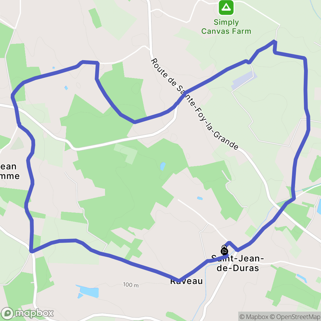 Saint-Jean-de-Duras : carte du parcours de randonnée - France