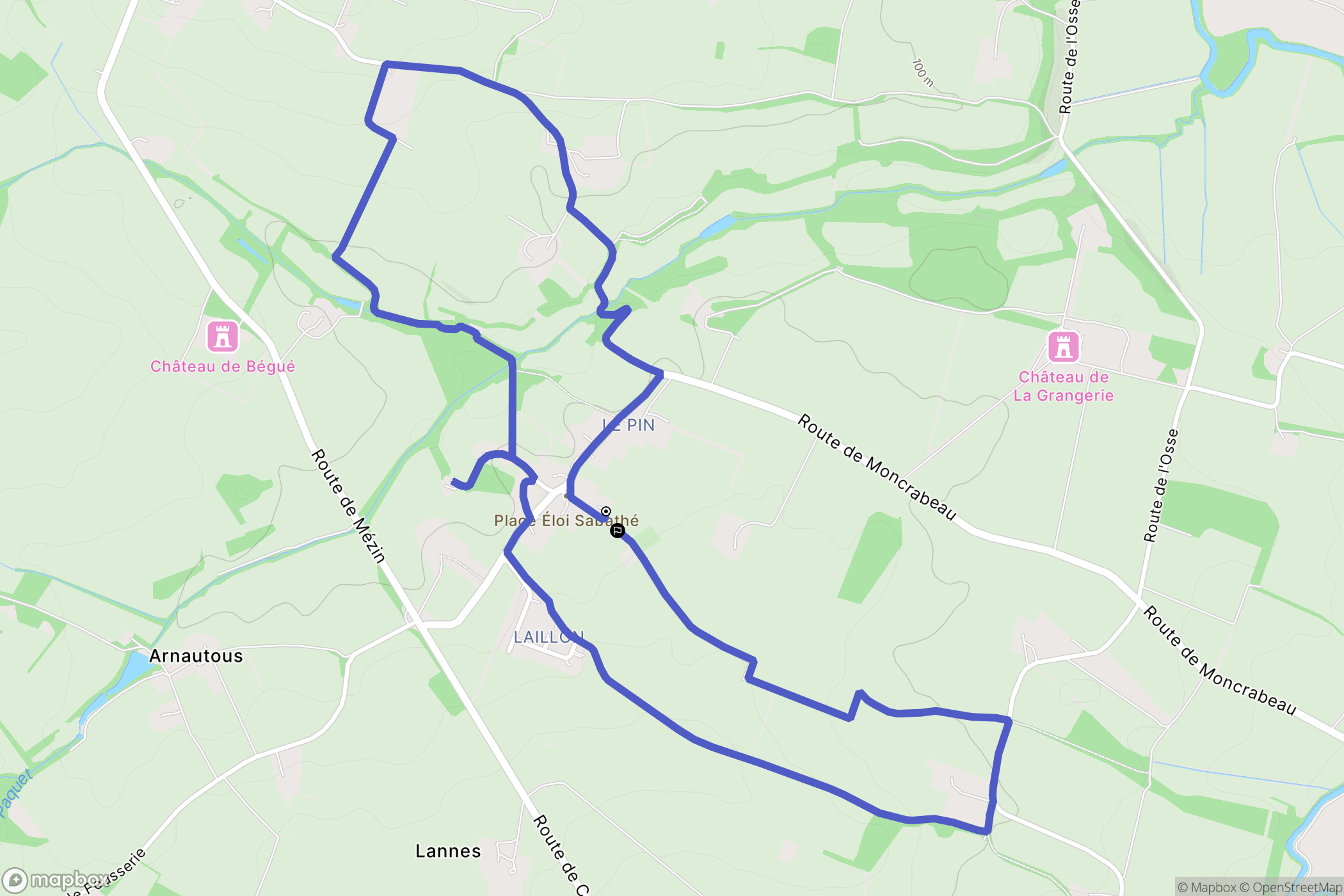 Lannes : carte du parcours de randonnée - France