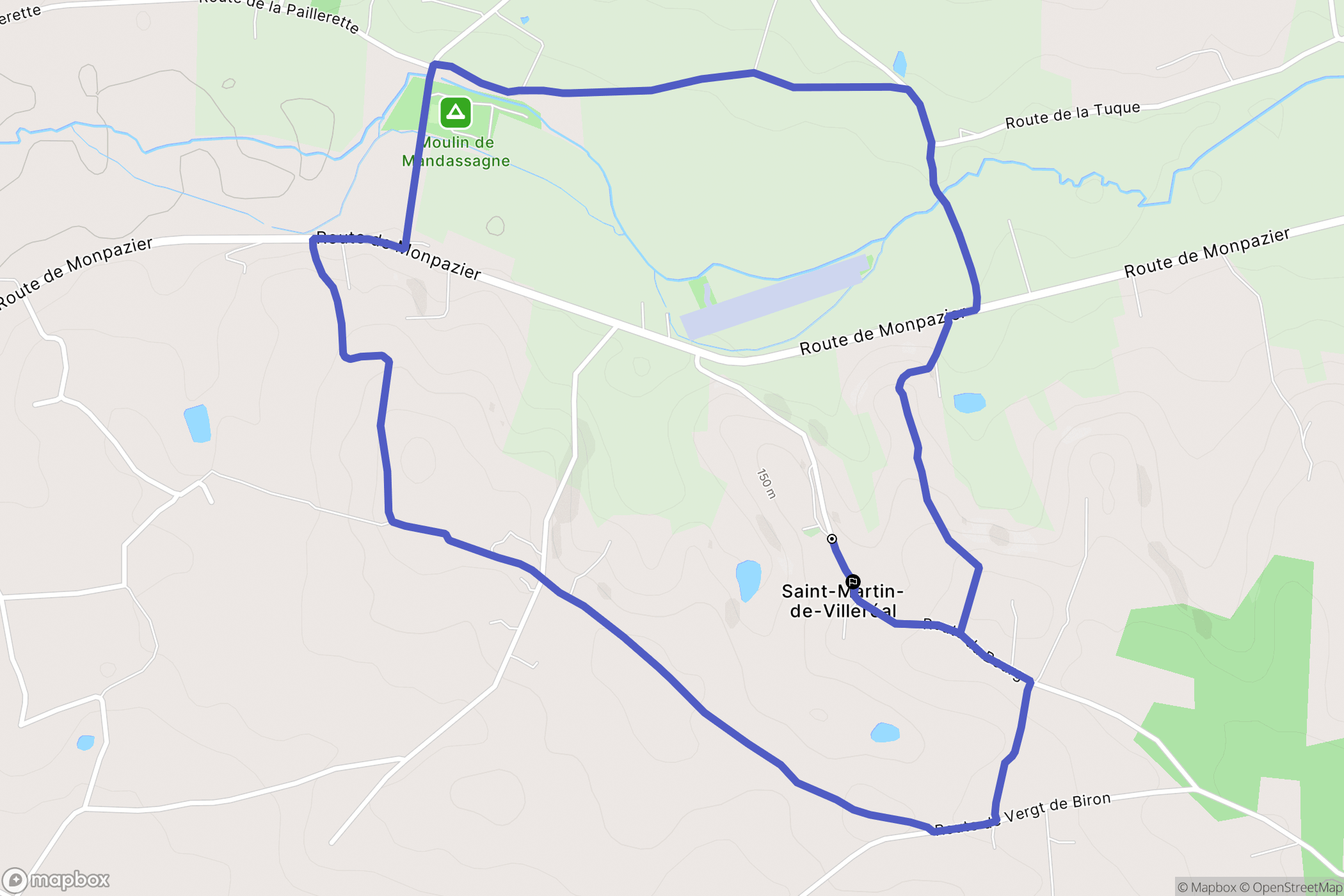 Saint-Martin-de-Villeréal : carte du parcours de randonnée - France