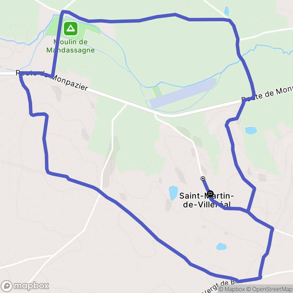 Saint-Martin-de-Villeréal : carte du parcours de randonnée - France