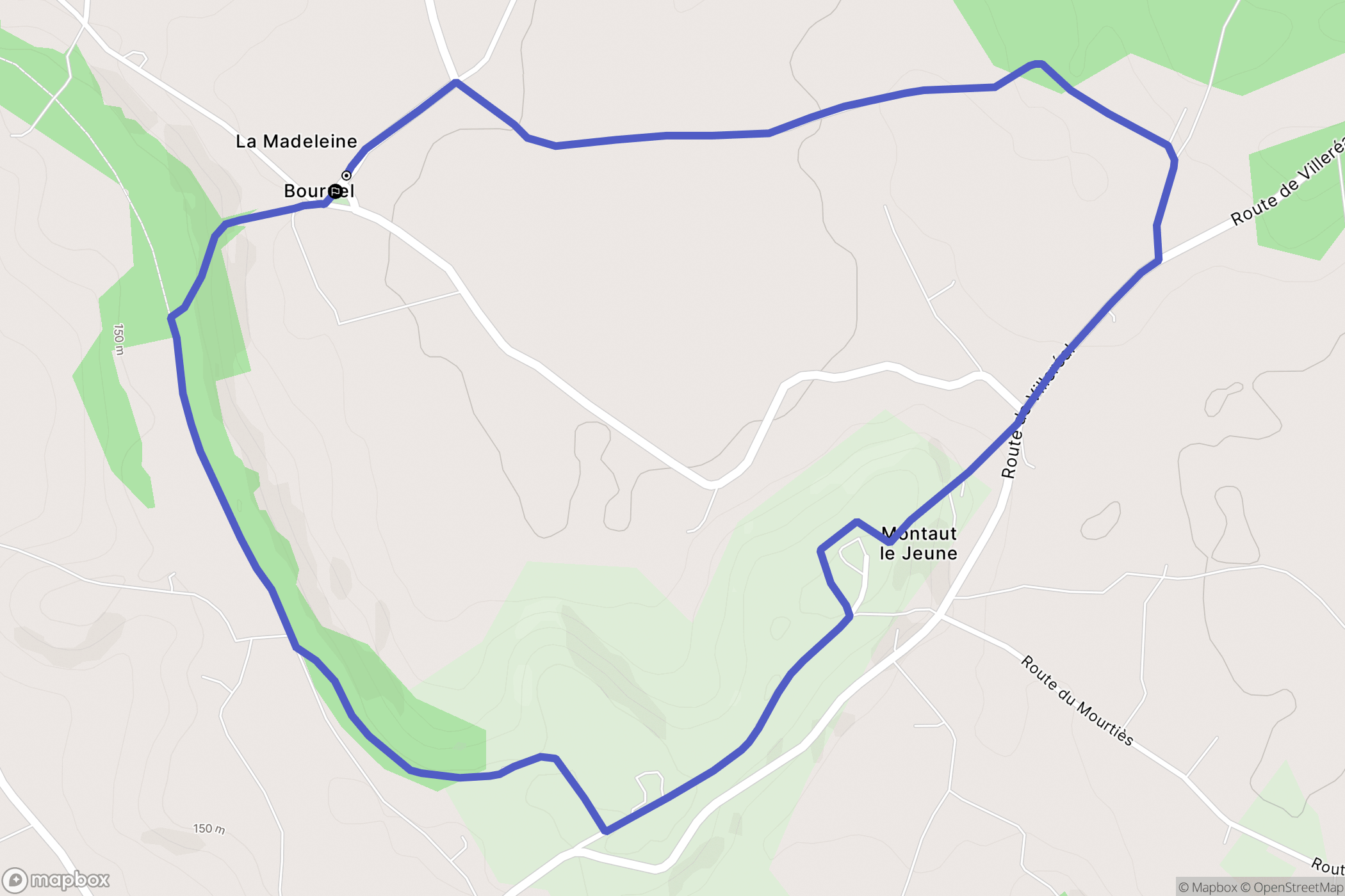 Bournel : carte du parcours de randonnée - France