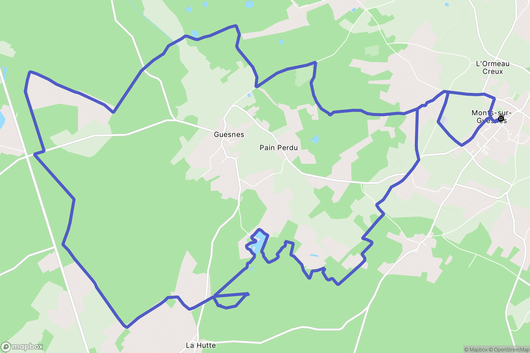 Monts-sur-Guesnes : carte du parcours de randonnée - France