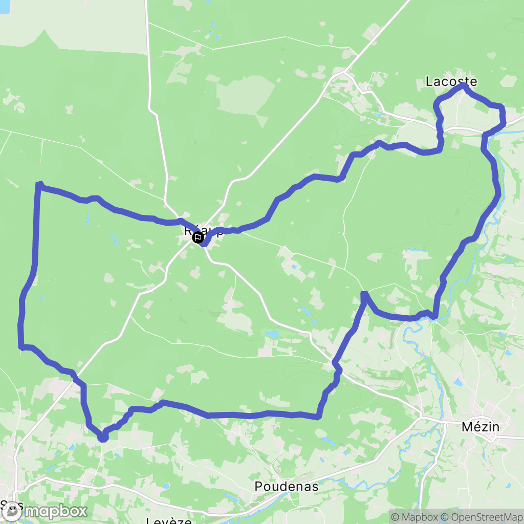 Réaup : carte du parcours de randonnée - France