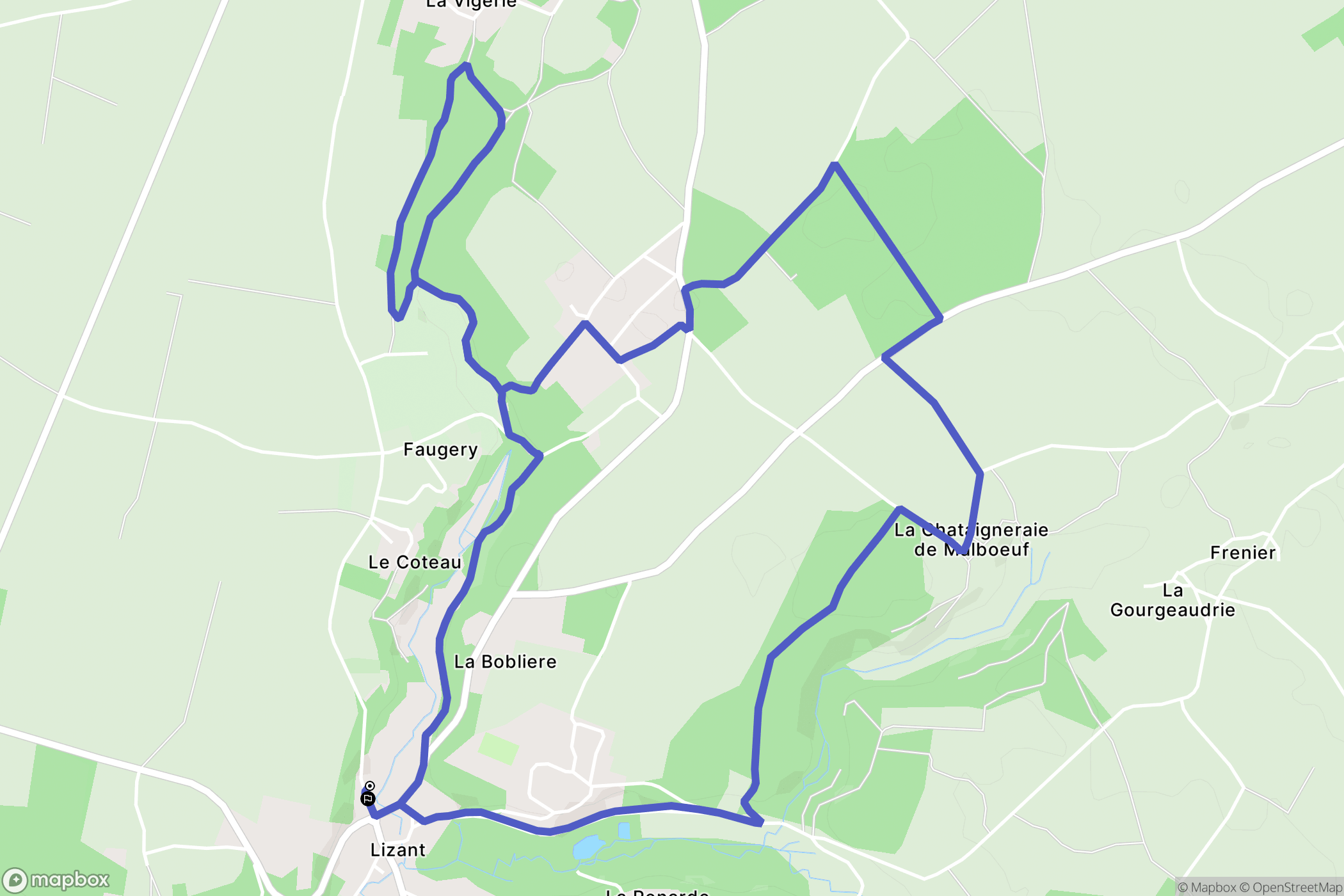 Lizant : carte du parcours de randonnée - France