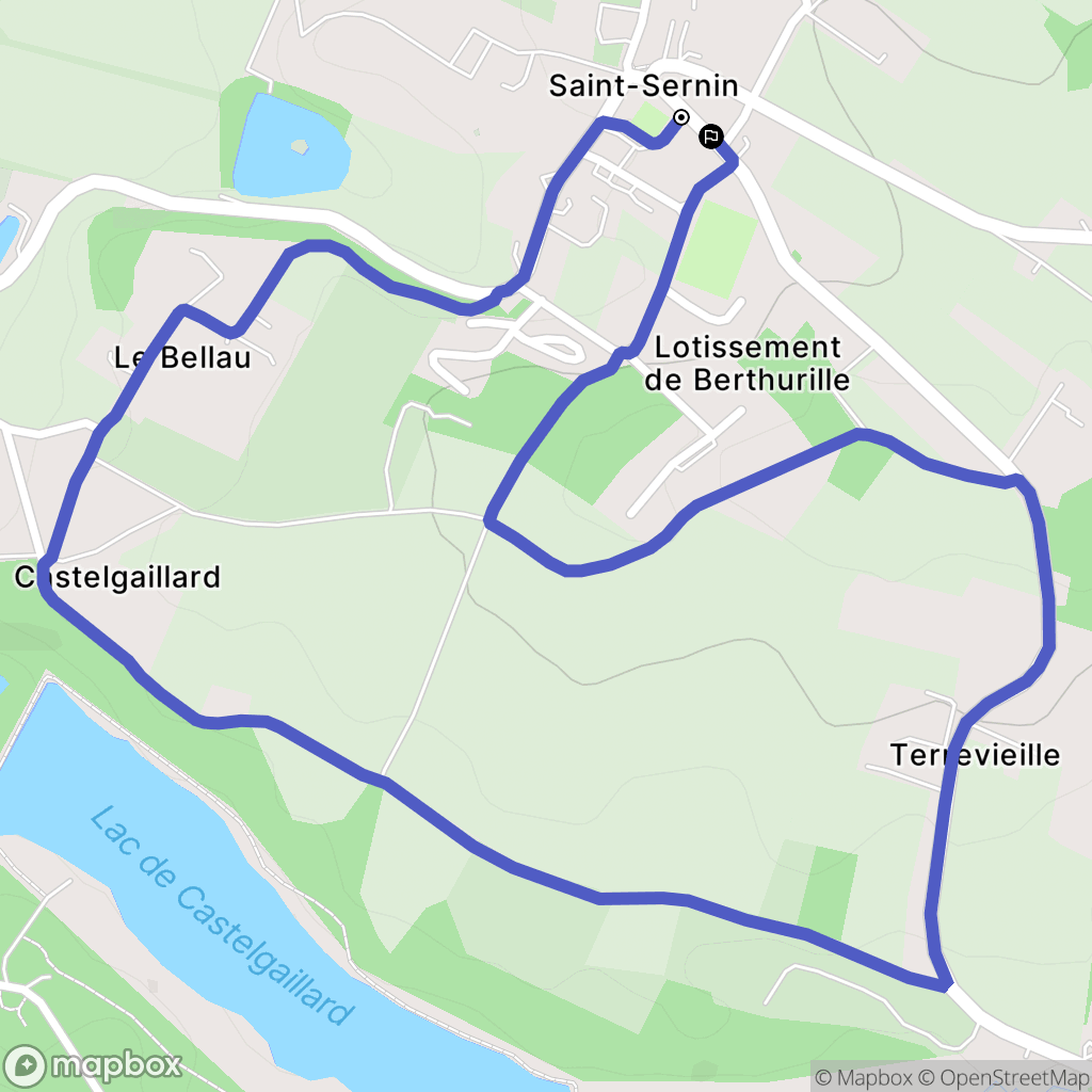 Saint-Sernin-de-Duras : carte du parcours de randonnée - France