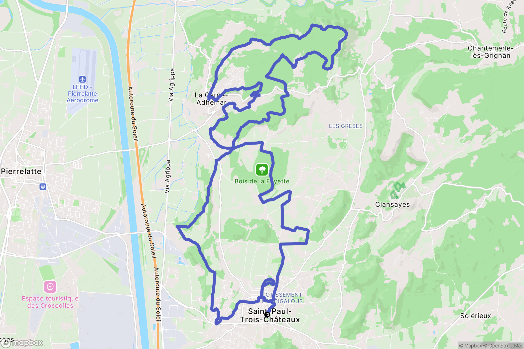 Saint-Paul-Trois-Châteaux : carte du parcours de randonnée - France