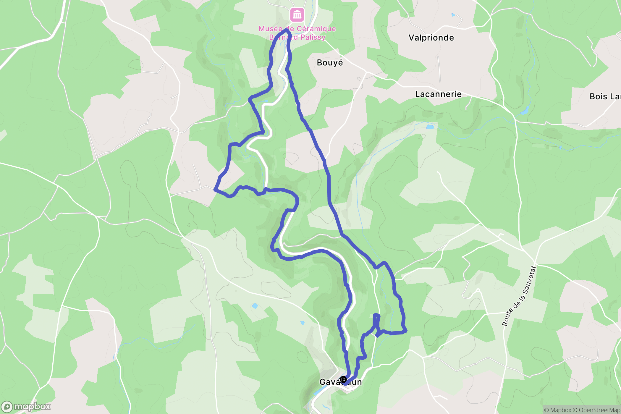 Gavaudun : carte du parcours de randonnée - France