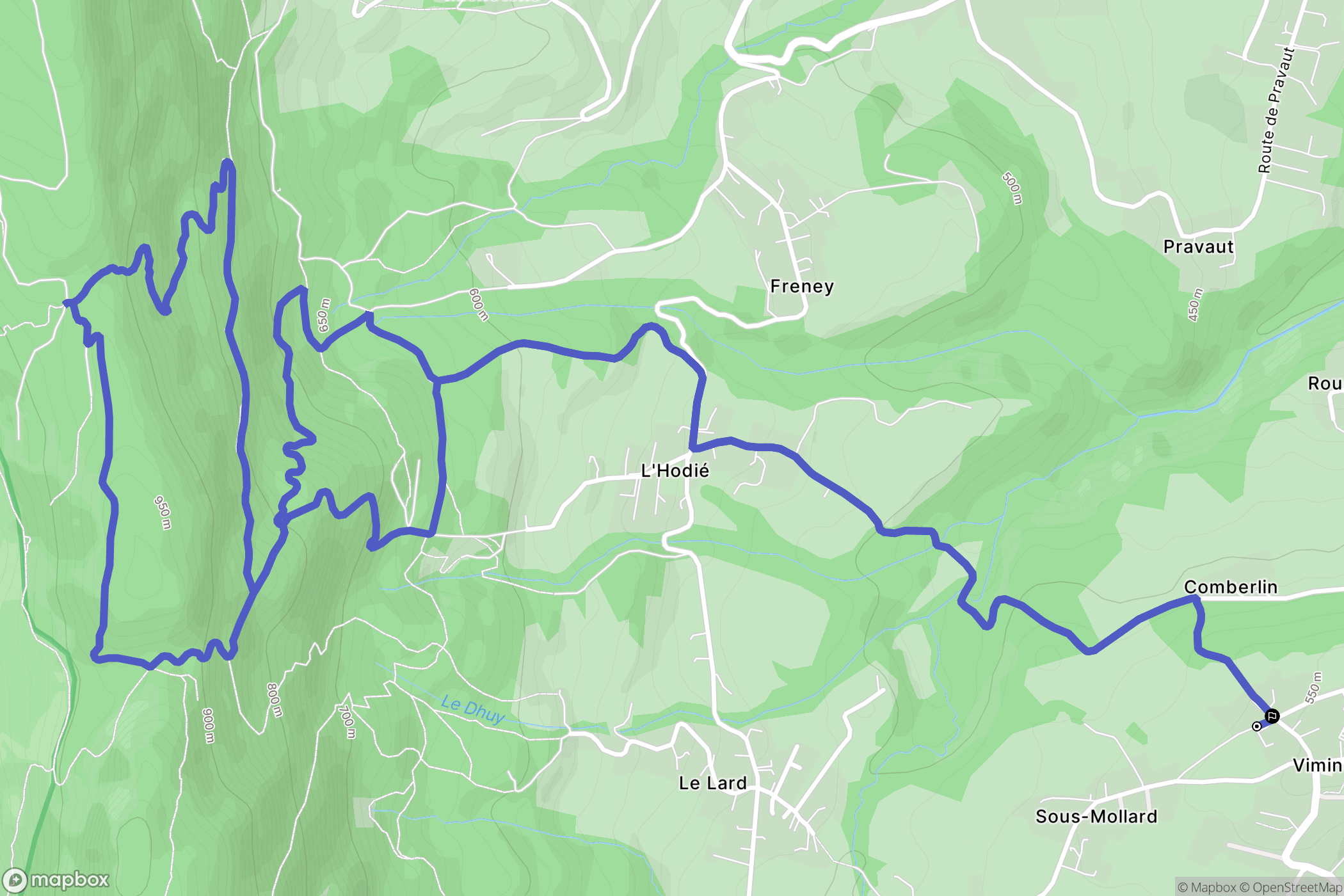 Vimines : carte du parcours de randonnée - France