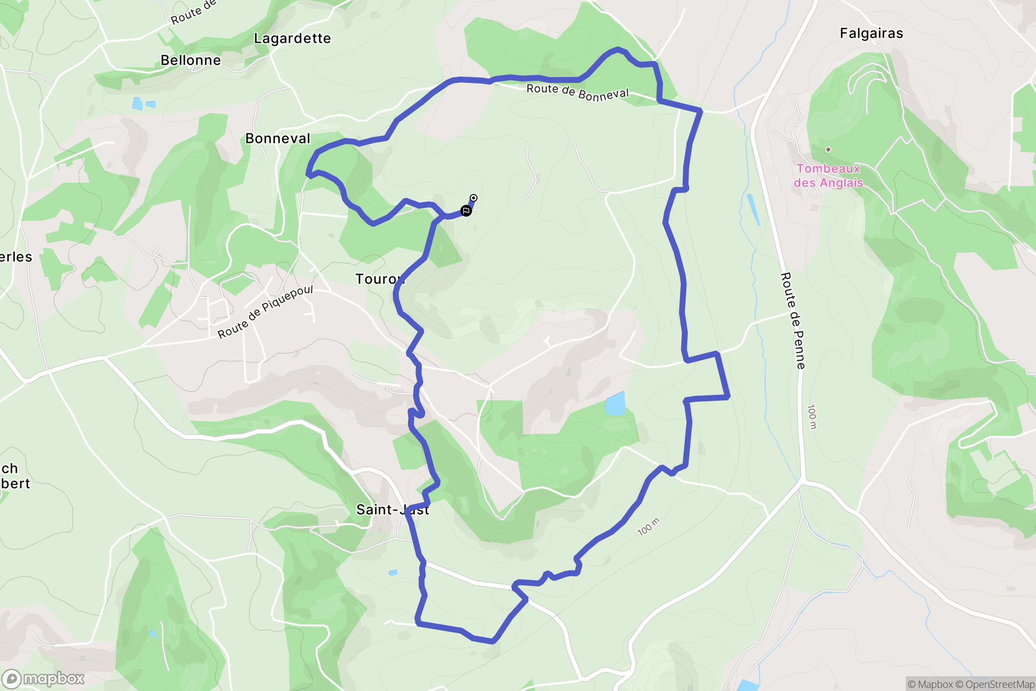 Pech de Saint-Thomas : carte du parcours de randonnée - France