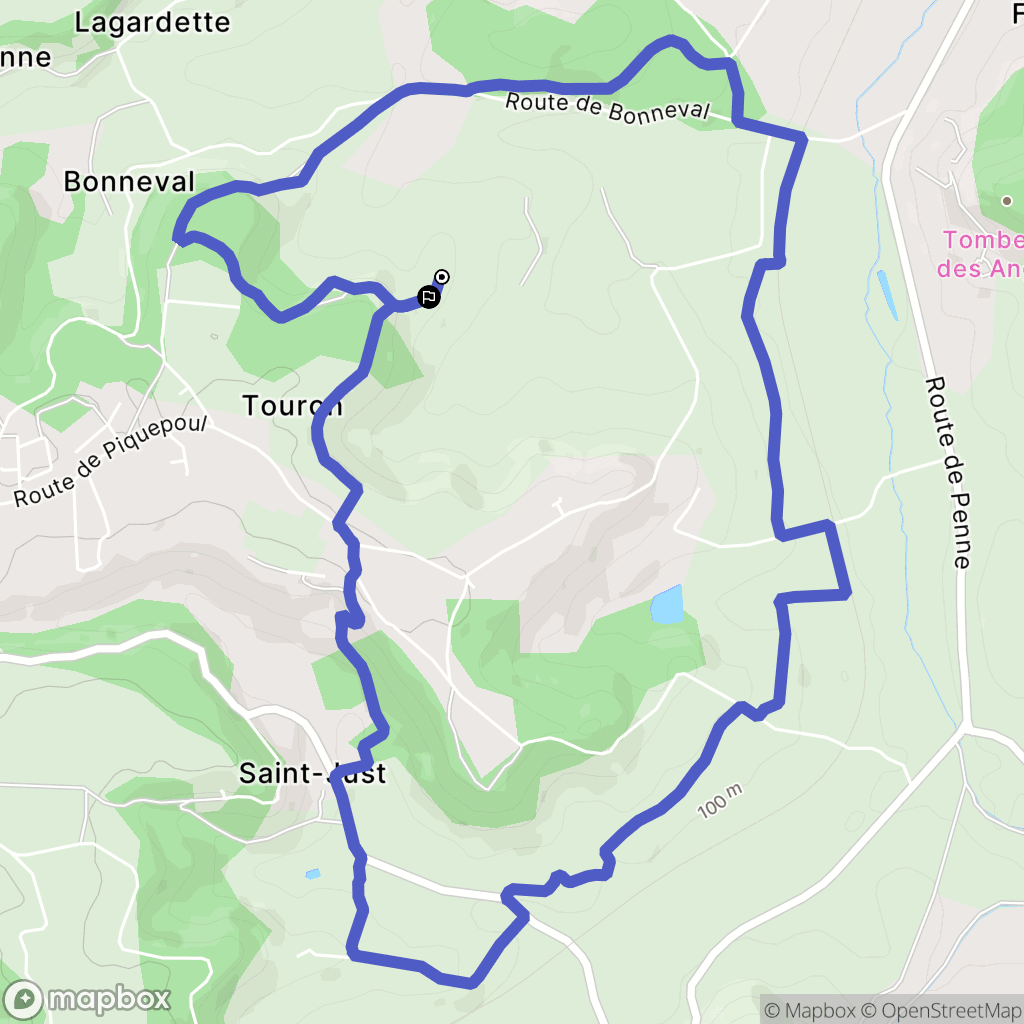 Pech de Saint-Thomas : carte du parcours de randonnée - France