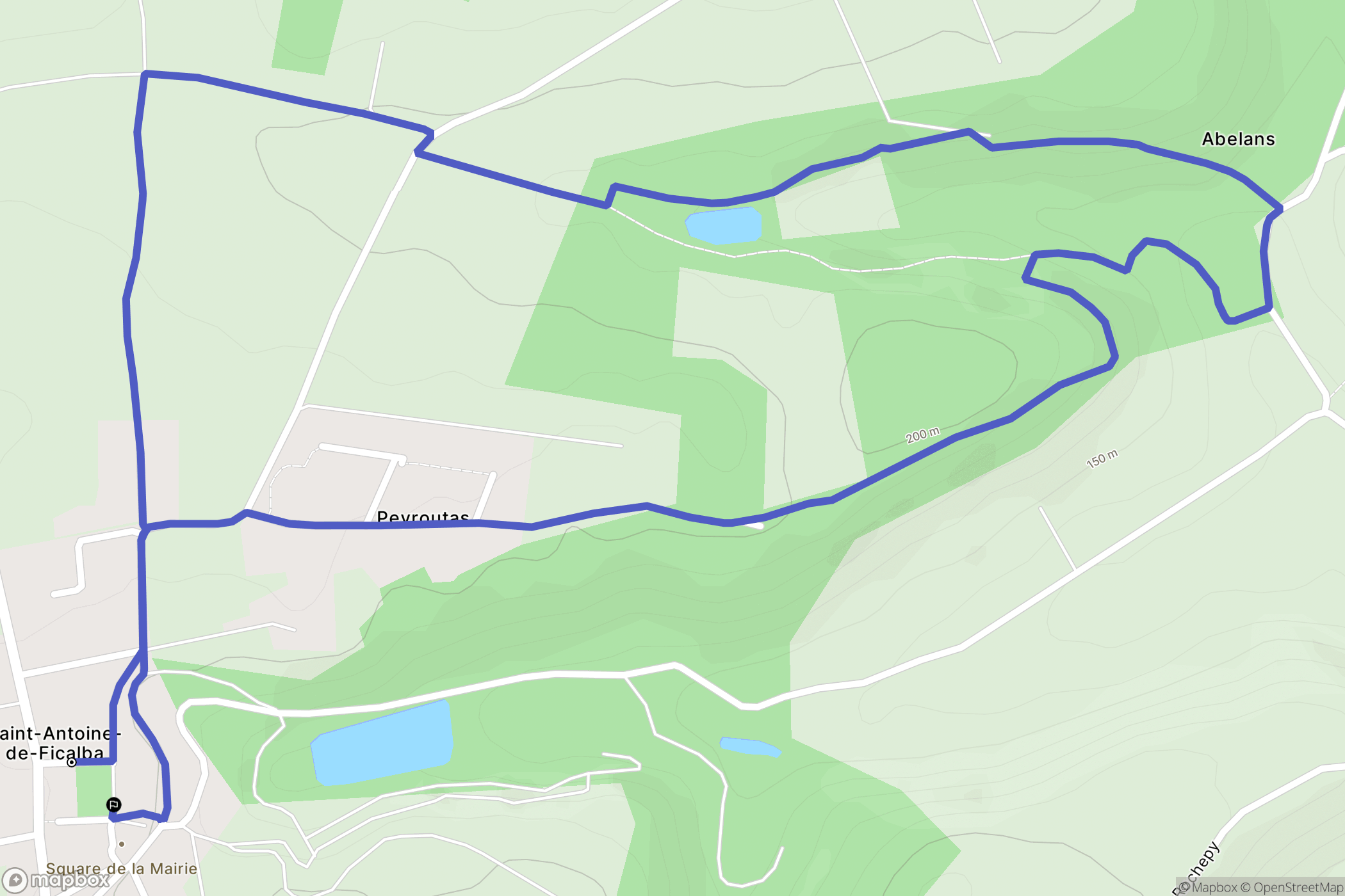 Saint-Antoine-de-Ficalba : carte du parcours de randonnée - France