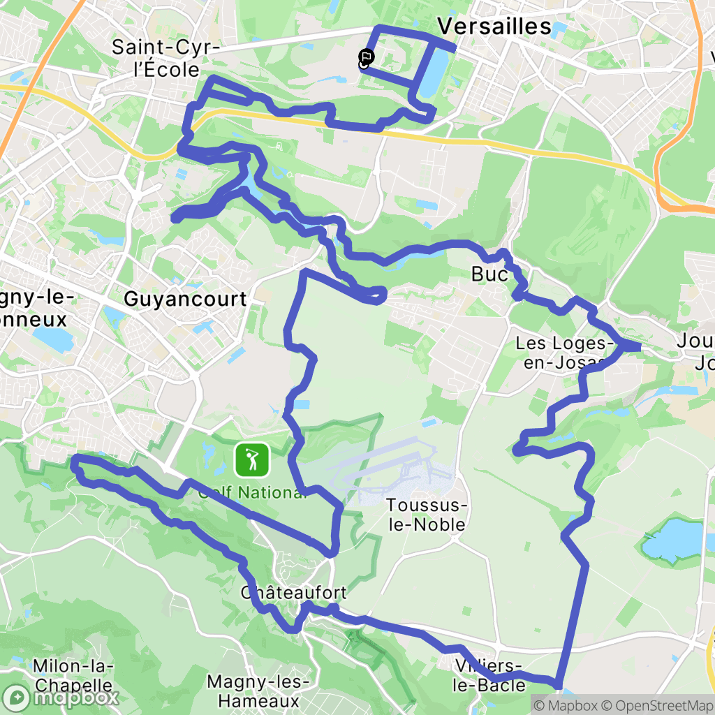 Versailles : carte du parcours de randonnée - France