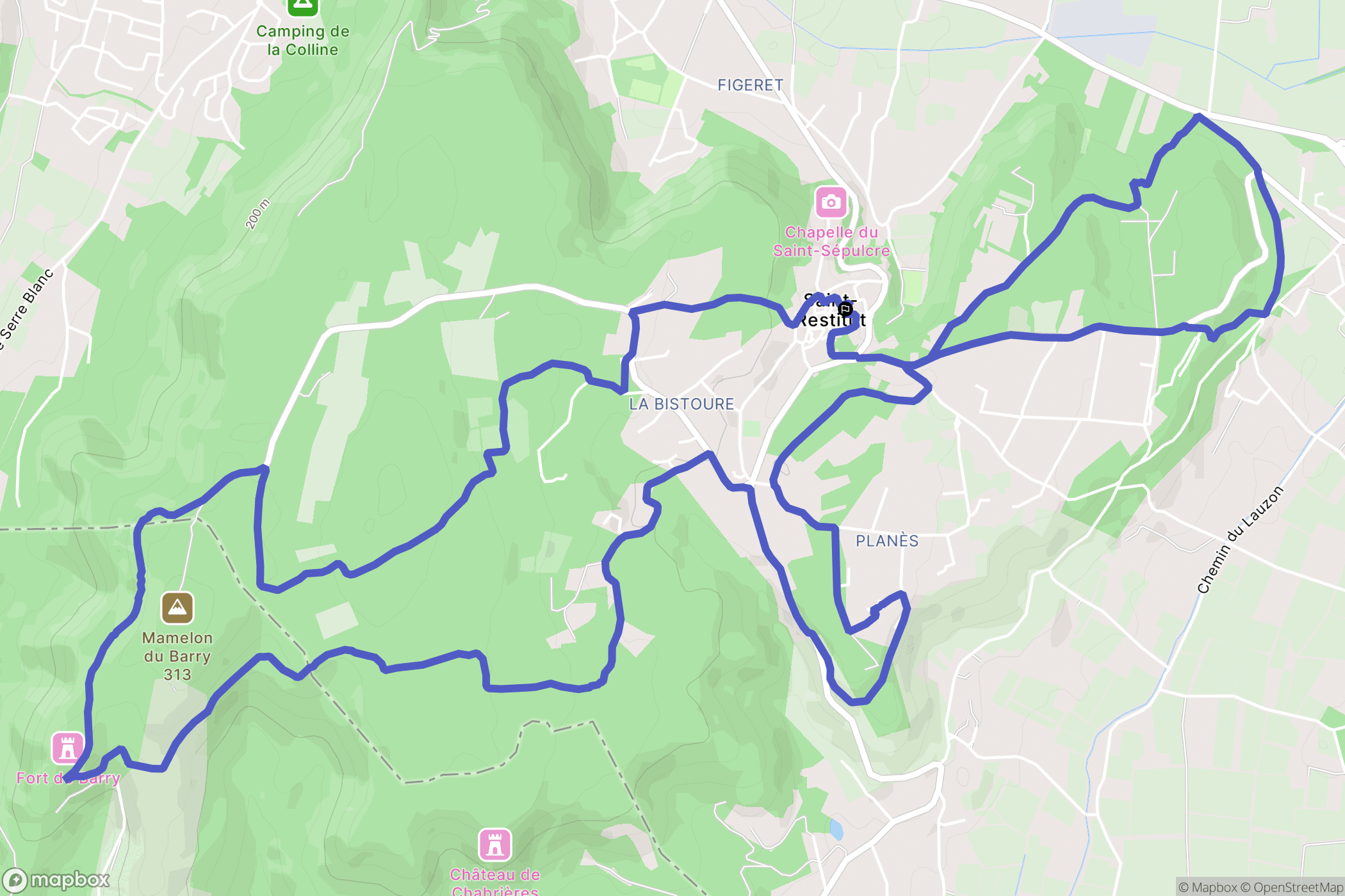 Saint-Restitut : carte du parcours de randonnée - France