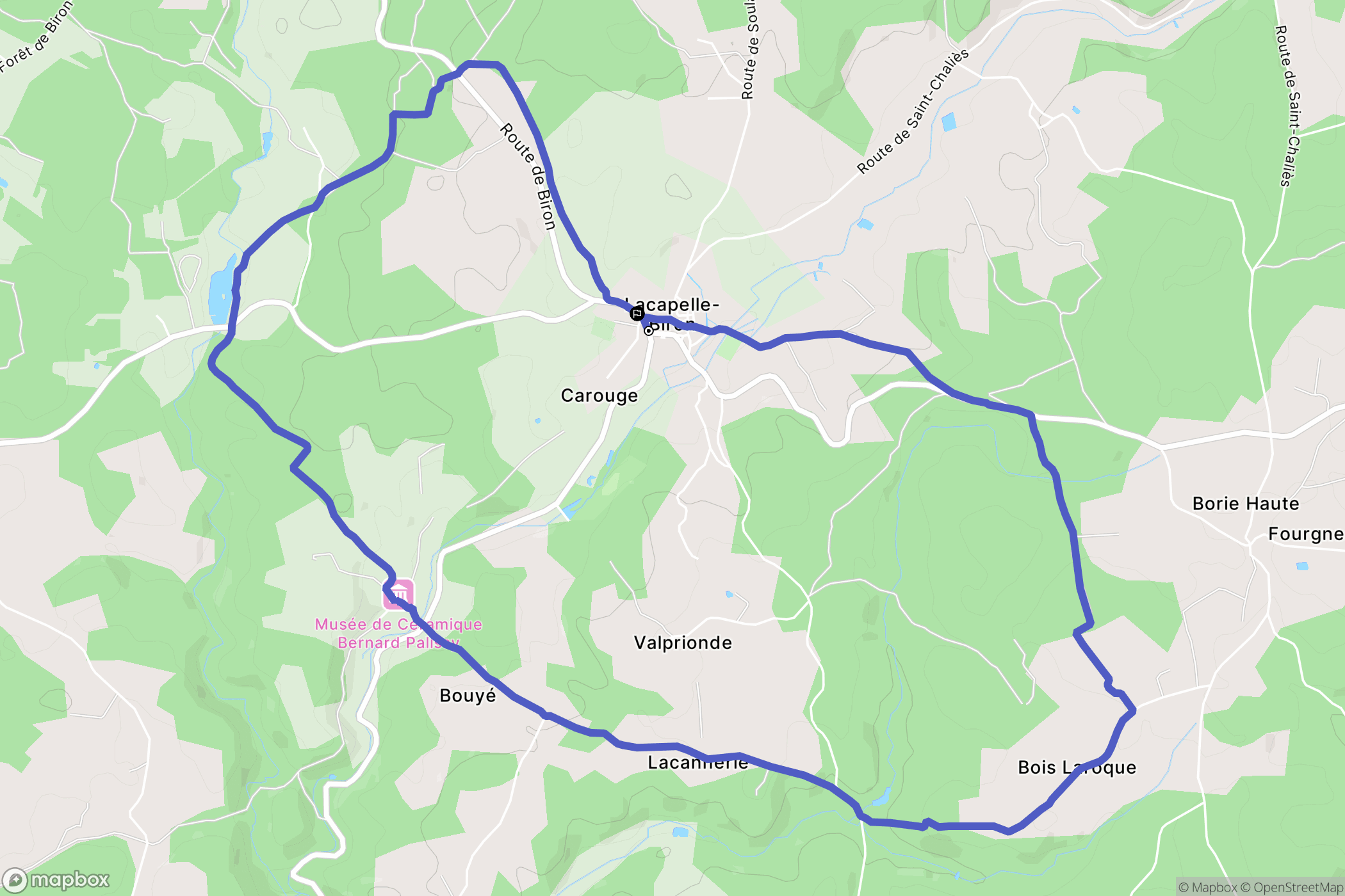 Lacapelle-Biron : carte du parcours de randonnée - France
