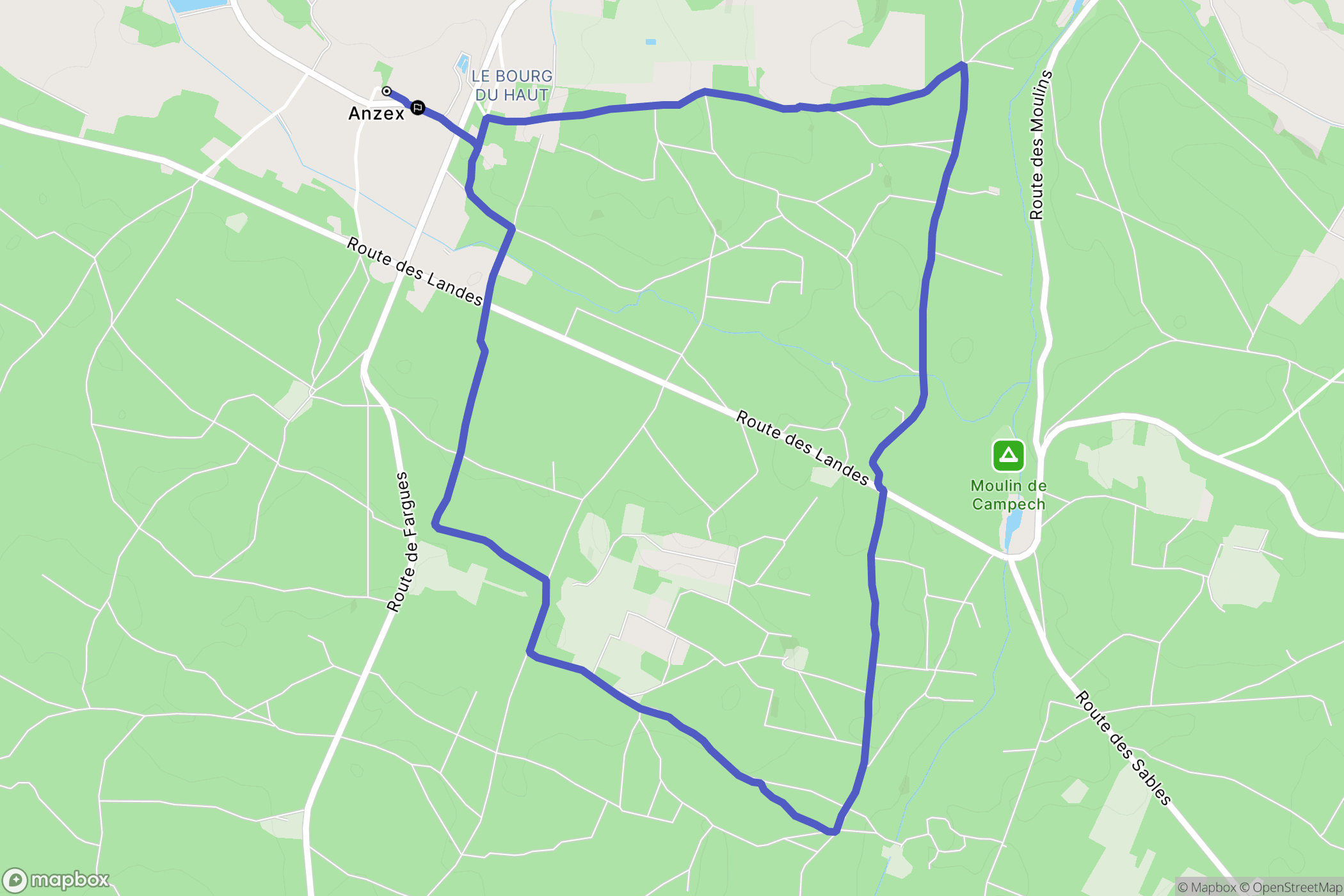 Anzex : carte du parcours de randonnée - France