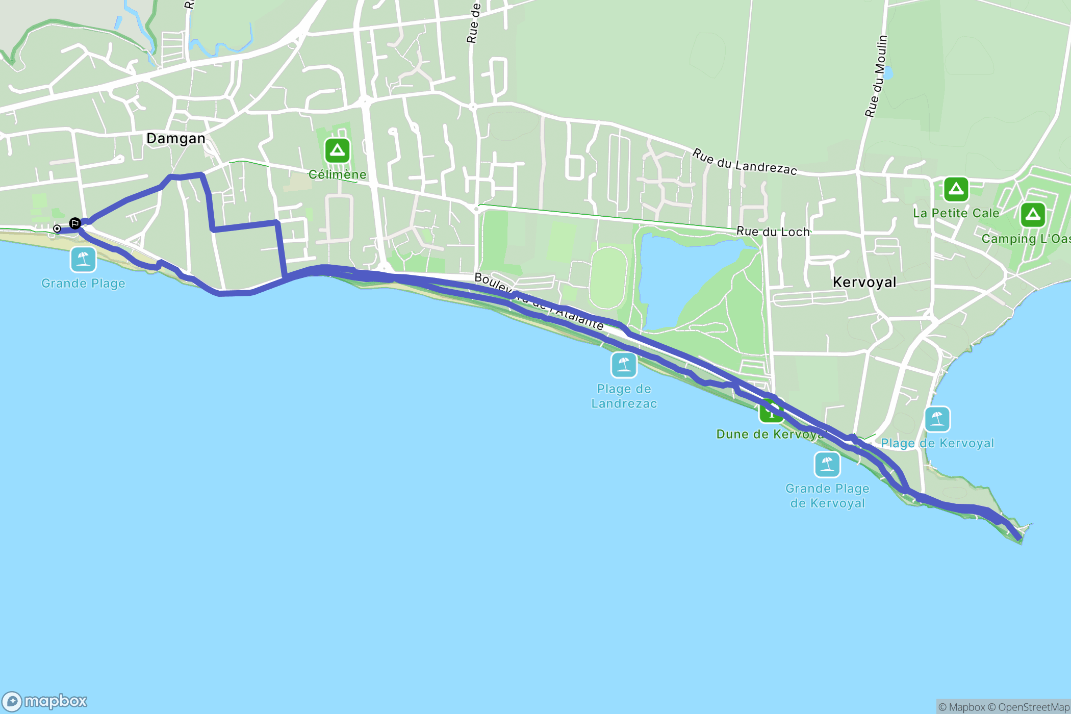 Damgan : carte du parcours de randonnée - France