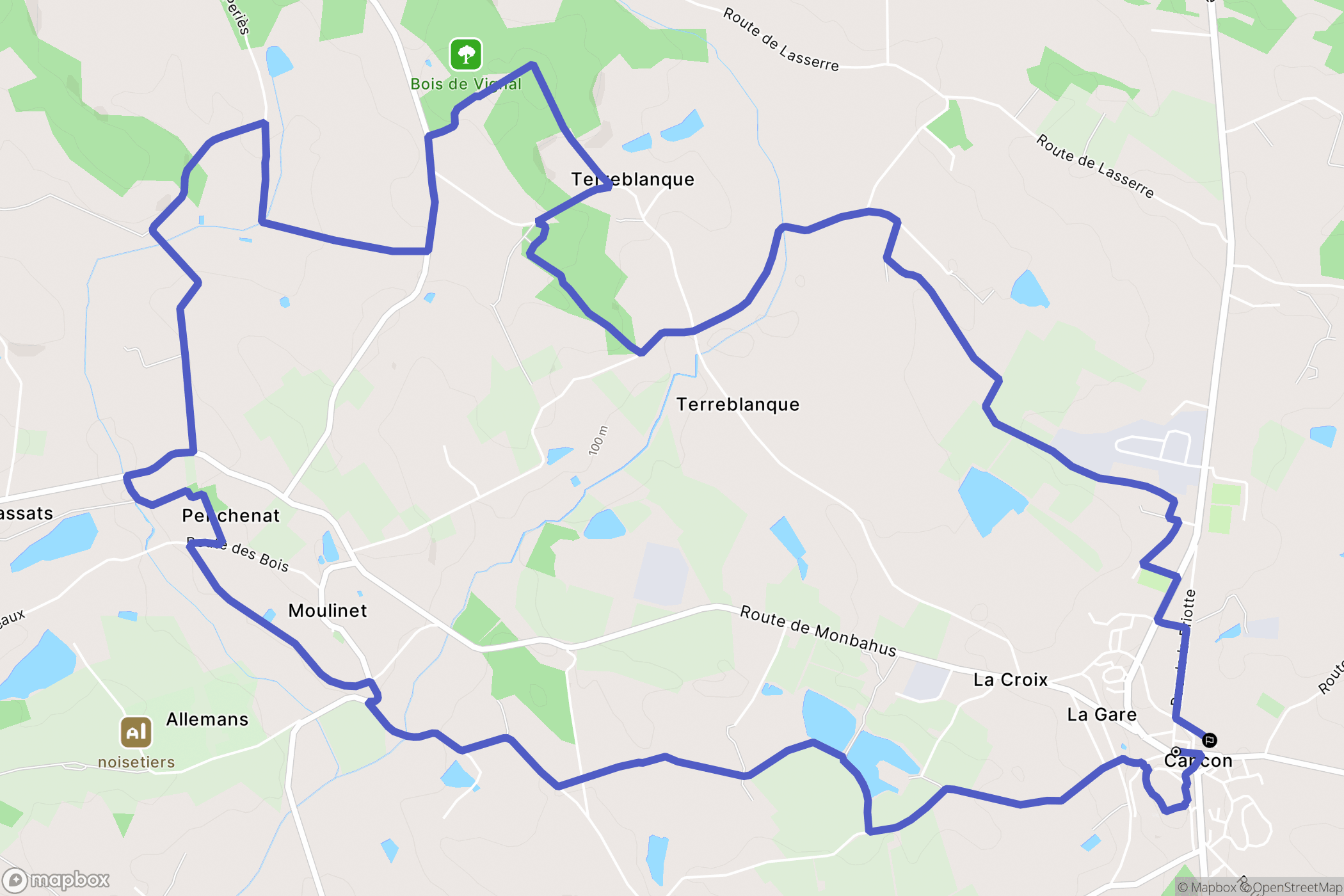Cancon : carte du parcours de randonnée - France